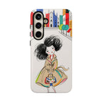 Custodia per Samsung Galaxy Ragazza di Città Chic con Trench Illustrato