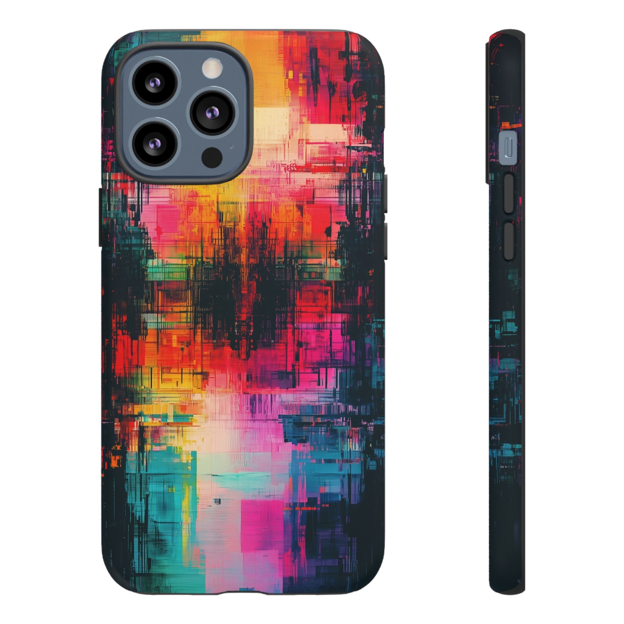 Abstract Neon Glitch Art Tough iPhone Case