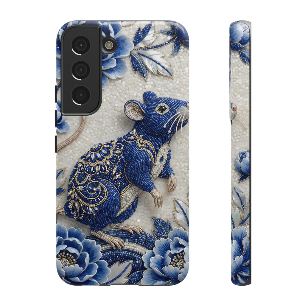 Asian Zodiac Rat Samsung Galaxy Phone Case | Blue & White Porcelain Art Slim Protective iPhone Case | Year of the Rat Gift