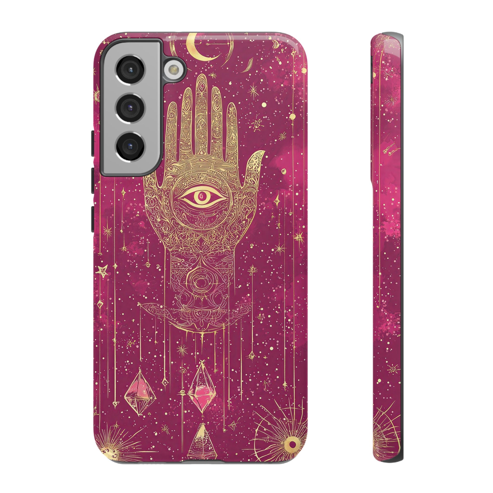 Mystic Hamsa Samsung Galaxy Case | Gold Palm & All-Seeing Eye on Magenta Galaxy