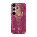 Mystic Hamsa Samsung Galaxy Case | Gold Palm & All-Seeing Eye on Magenta Galaxy