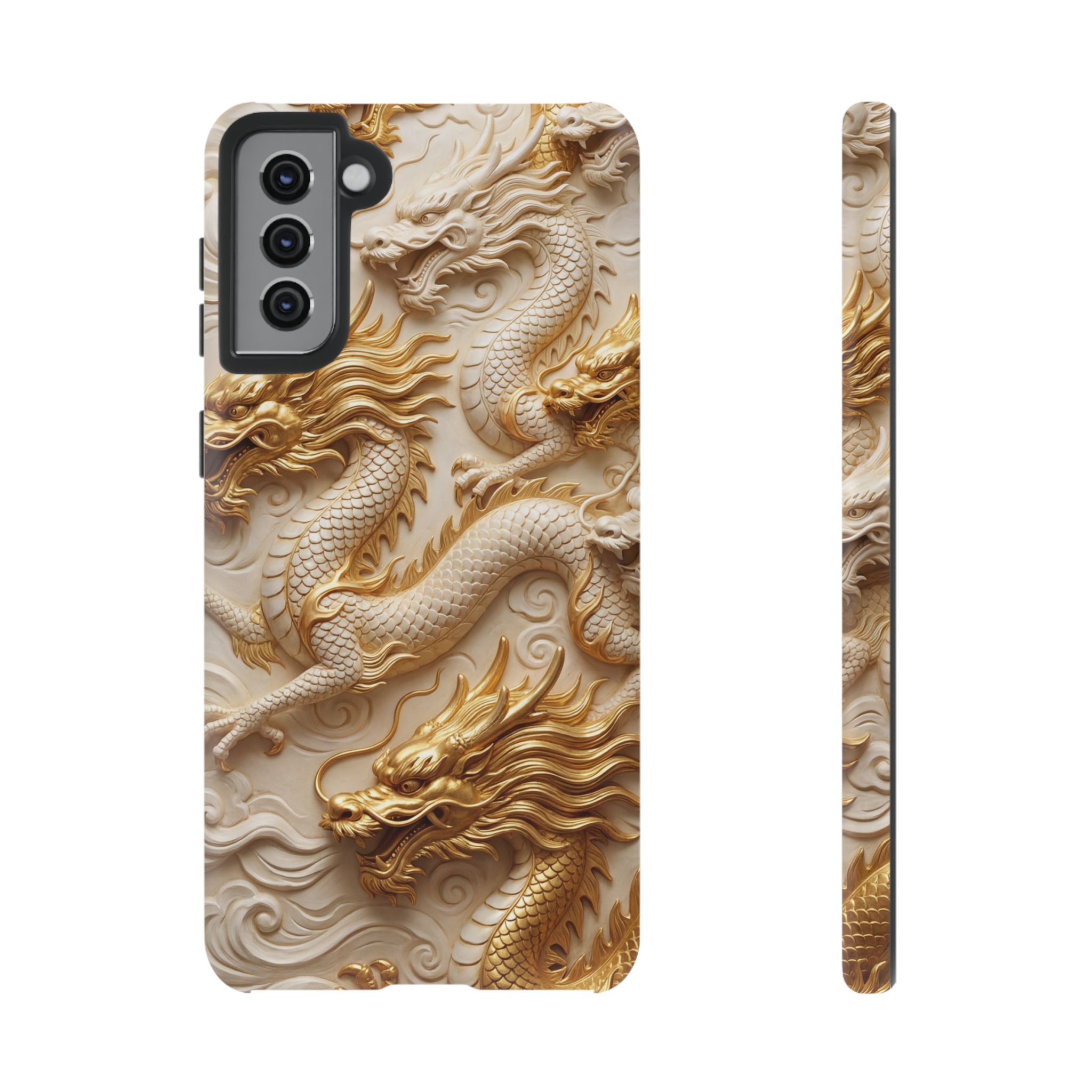 Dragon Relief Samsung Galaxy Case — Gold Carved Dragon Protective Cover
