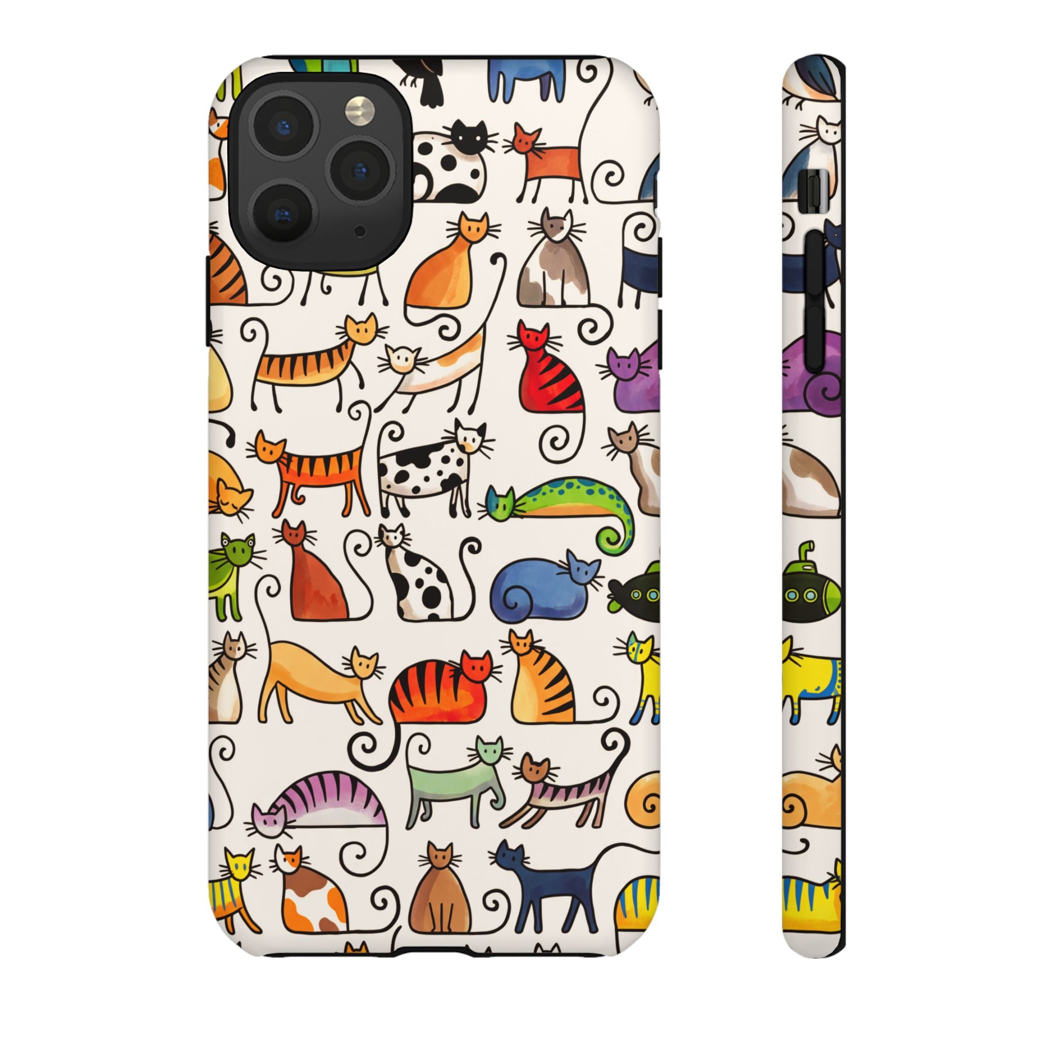 Cat Pattern Tough iPhone Case | Colourful Cartoon Cats