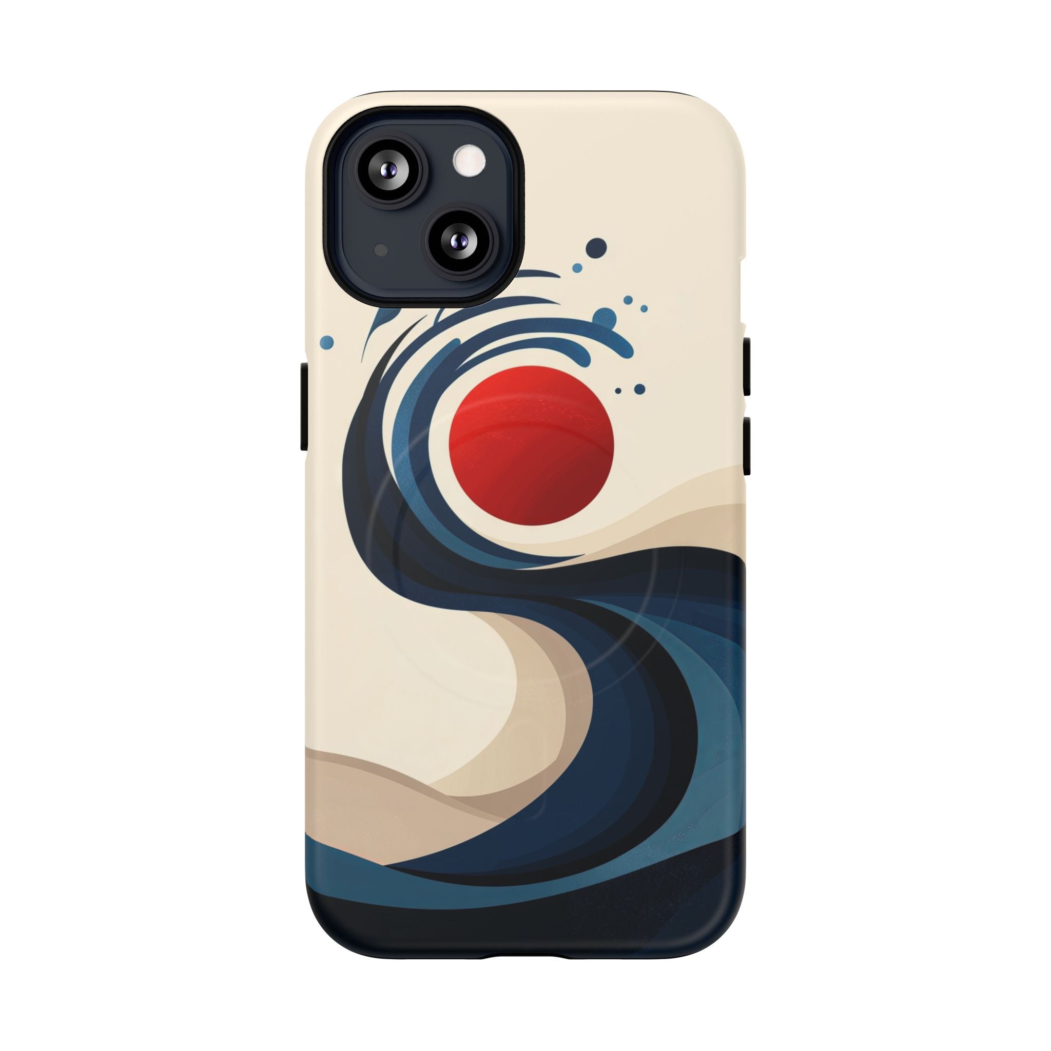 Abstract Wave MagSafe iPhone Case | Red Sun Ocean Art