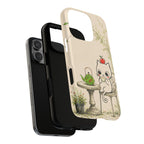 Cute Cat Tea Time MagSafe iPhone Case | Kawaii Kitten with Apple Design