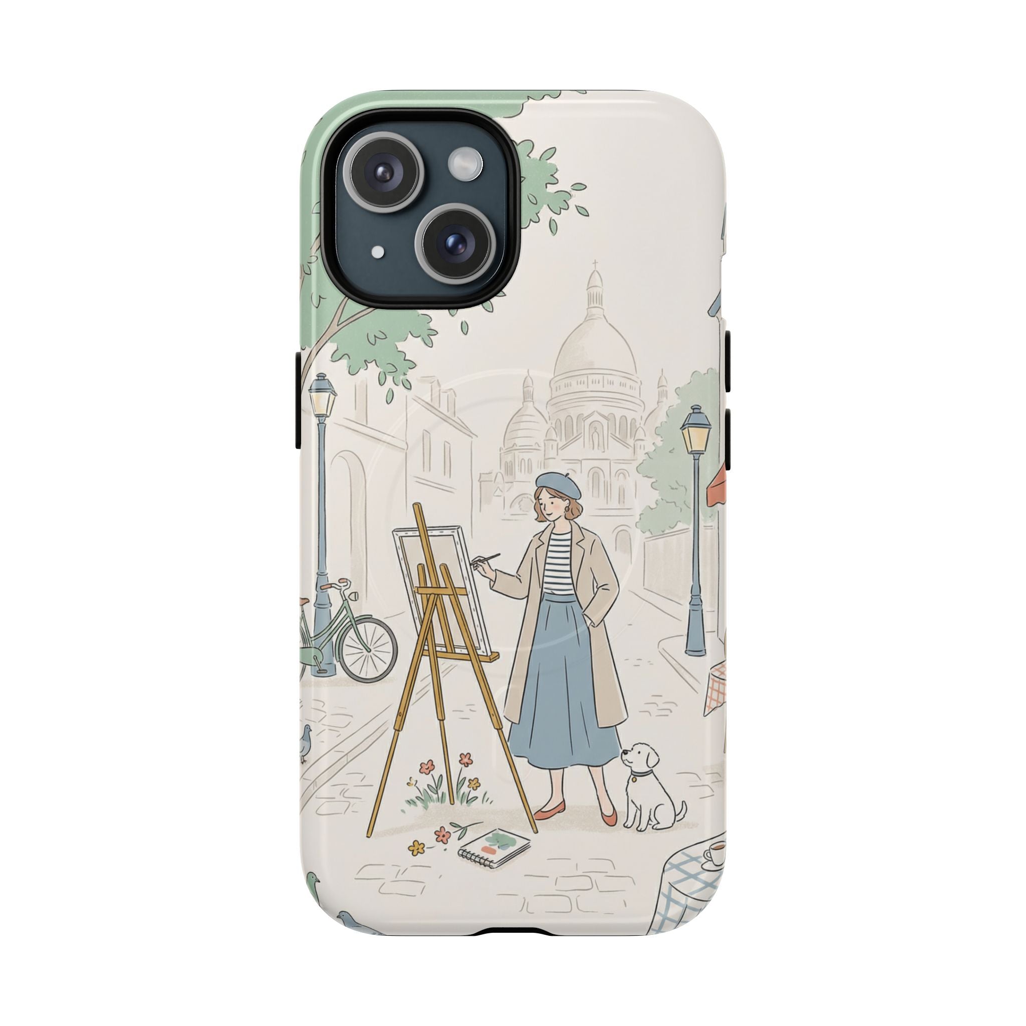 Artist in Paris MagSafe iPhone Case | Vintage Painter Street Scene Protective Cover