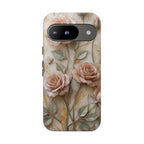 Custodia protettiva resistente per Google Pixel con motivo floreale rosa antico