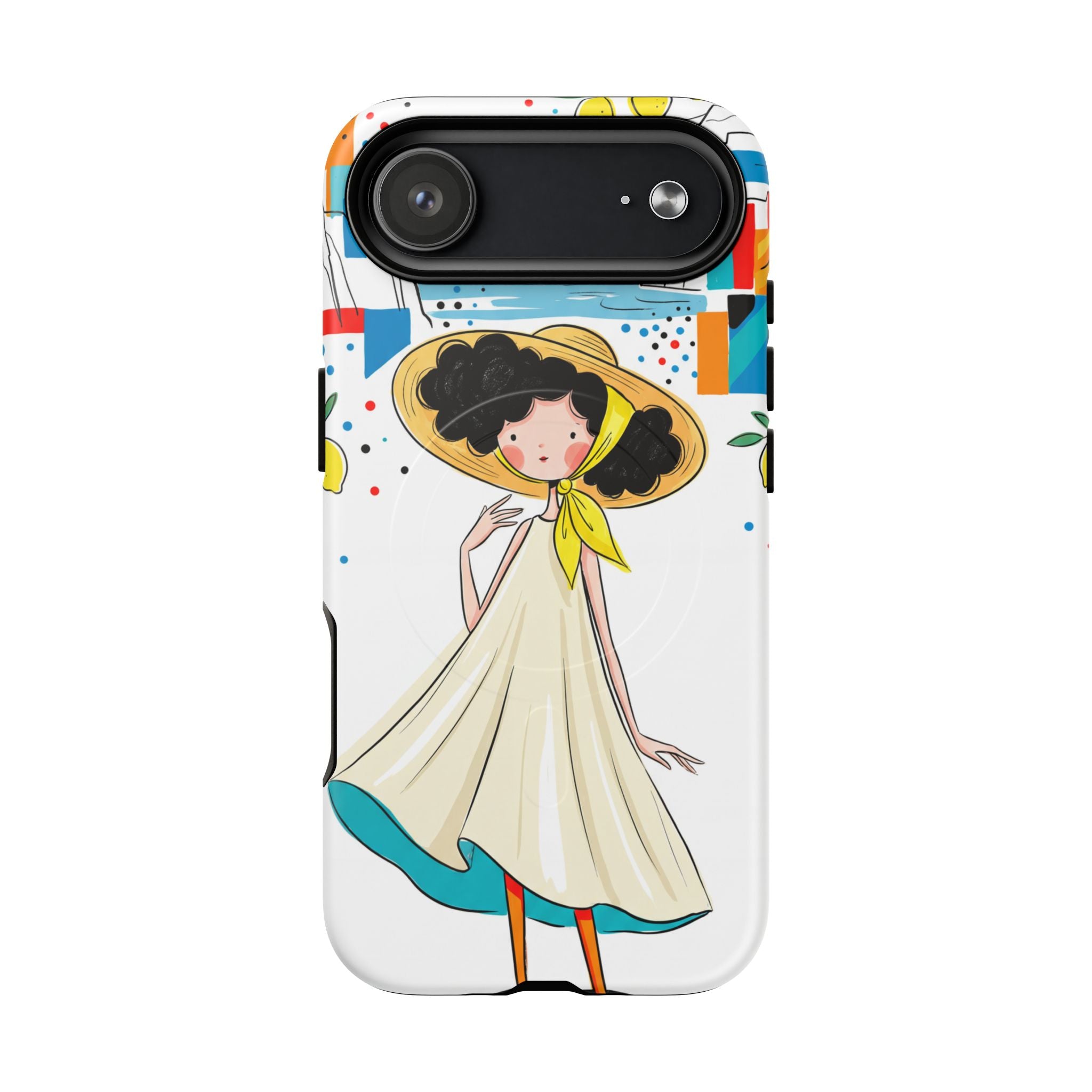 Cute Summer Girl MagSafe iPhone Case | Whimsical Coastal Illustration Protective Case