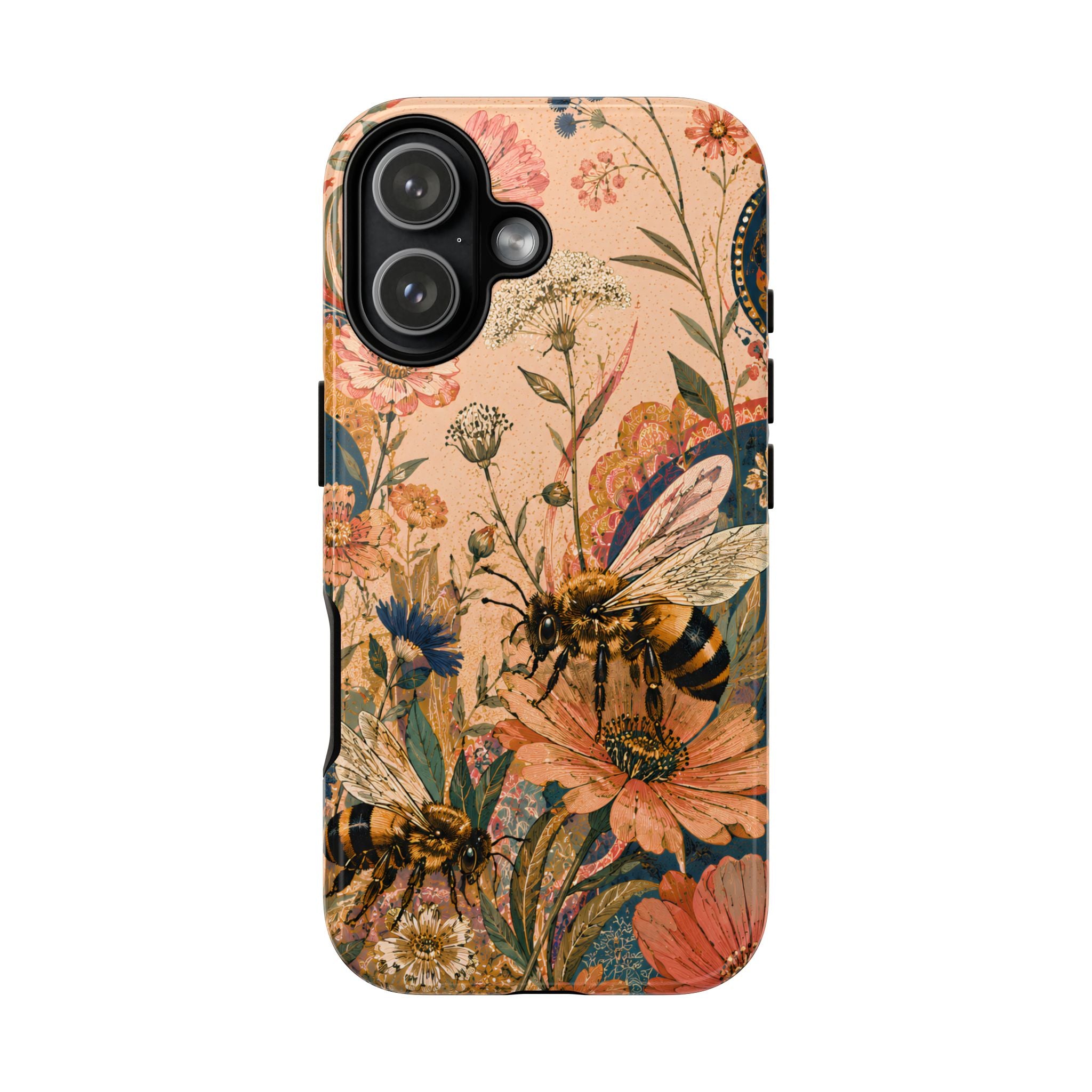 Honeybee Tough iPhone Case | Vintage Botanical Flower Cover