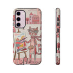 Artistic Cat Samsung Galaxy Phone Case | Painter Kitty Illustration Tough Case
