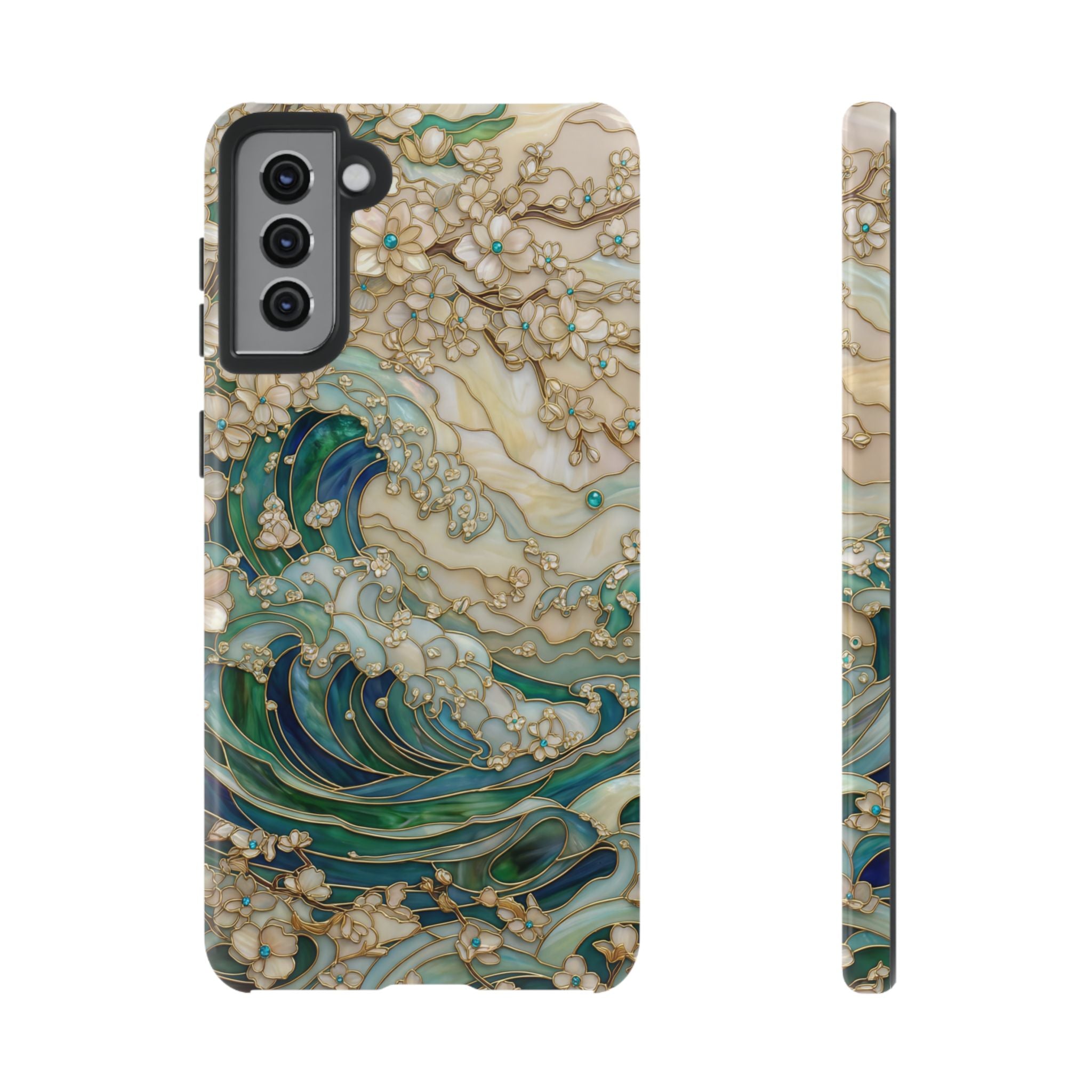 Elegant Ocean Wave Floral Art Samsung Galaxy Case