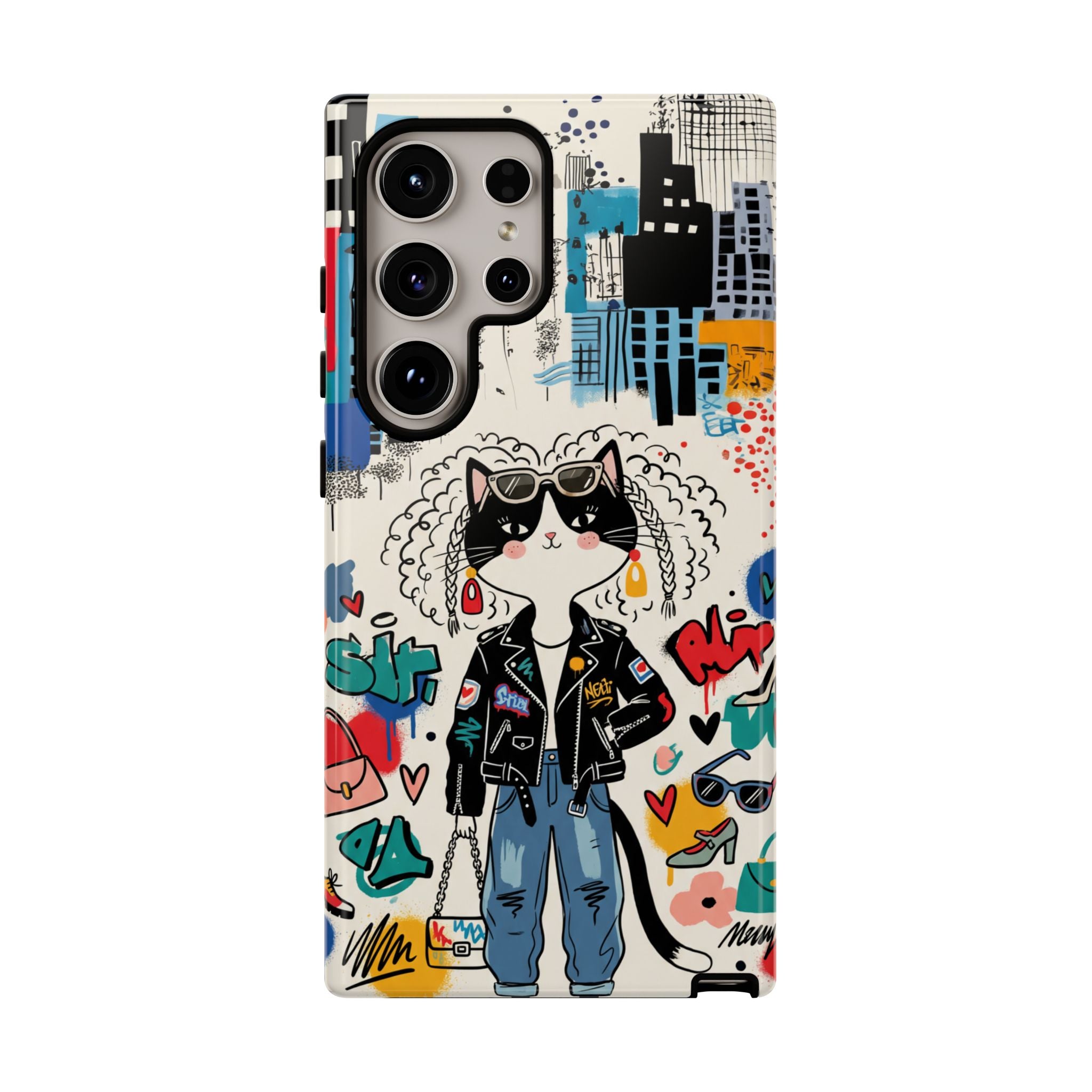 Punk City Cat Graffiti Design Samsung Galaxy Phone Case