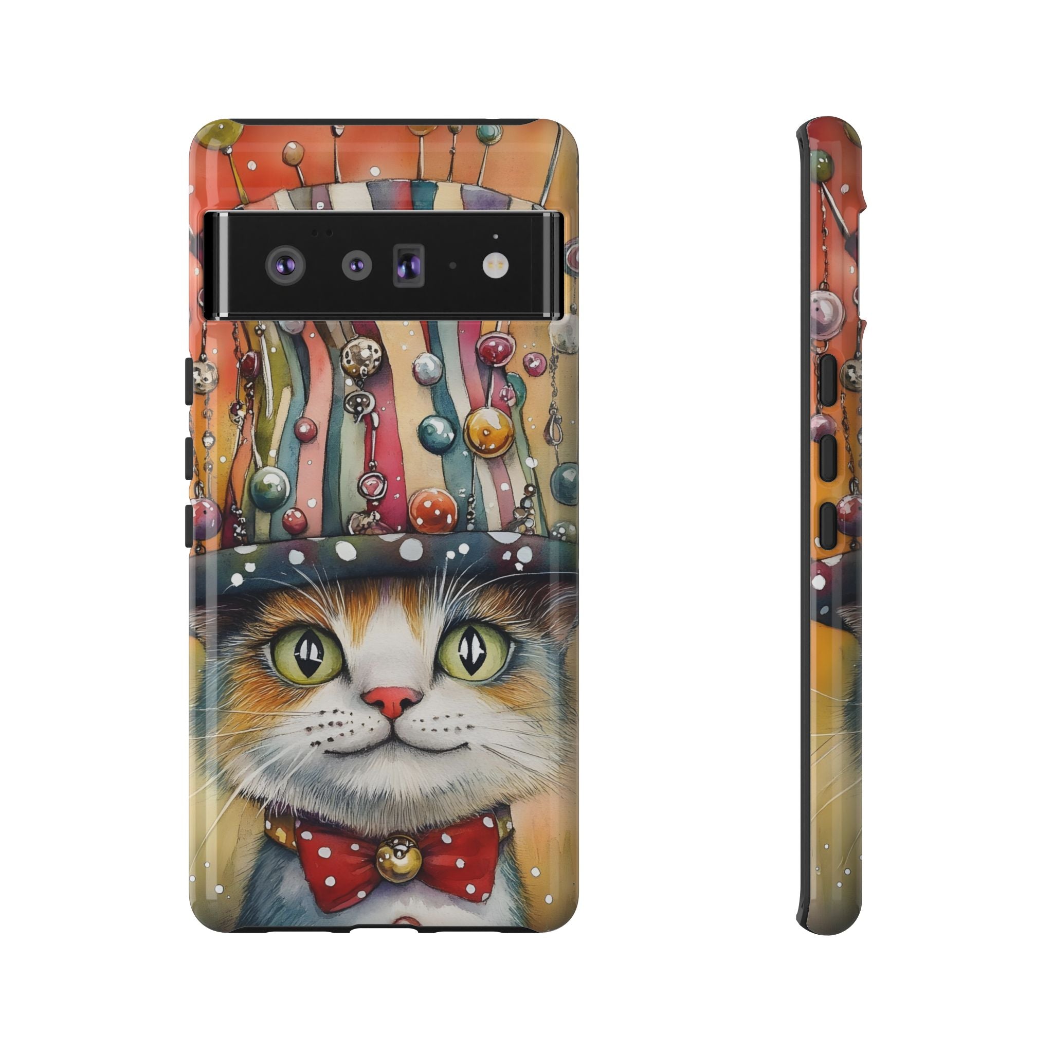 Cat in Colorful Top Hat Google Pixel Case — Whimsical Cat Art iPhone Case
