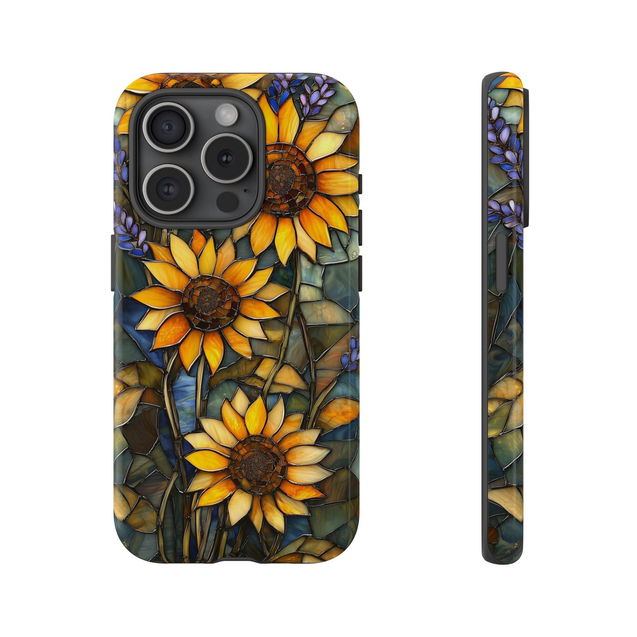 Sunflower Stained Glass Tough iPhone Case | Floral Protective Cover