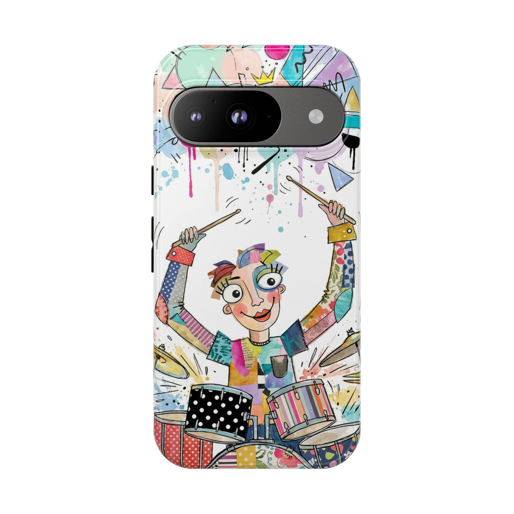 Custodia per telefono Google Pixel Drummer Boy | Cover protettiva colorata con batteria da cartone animato