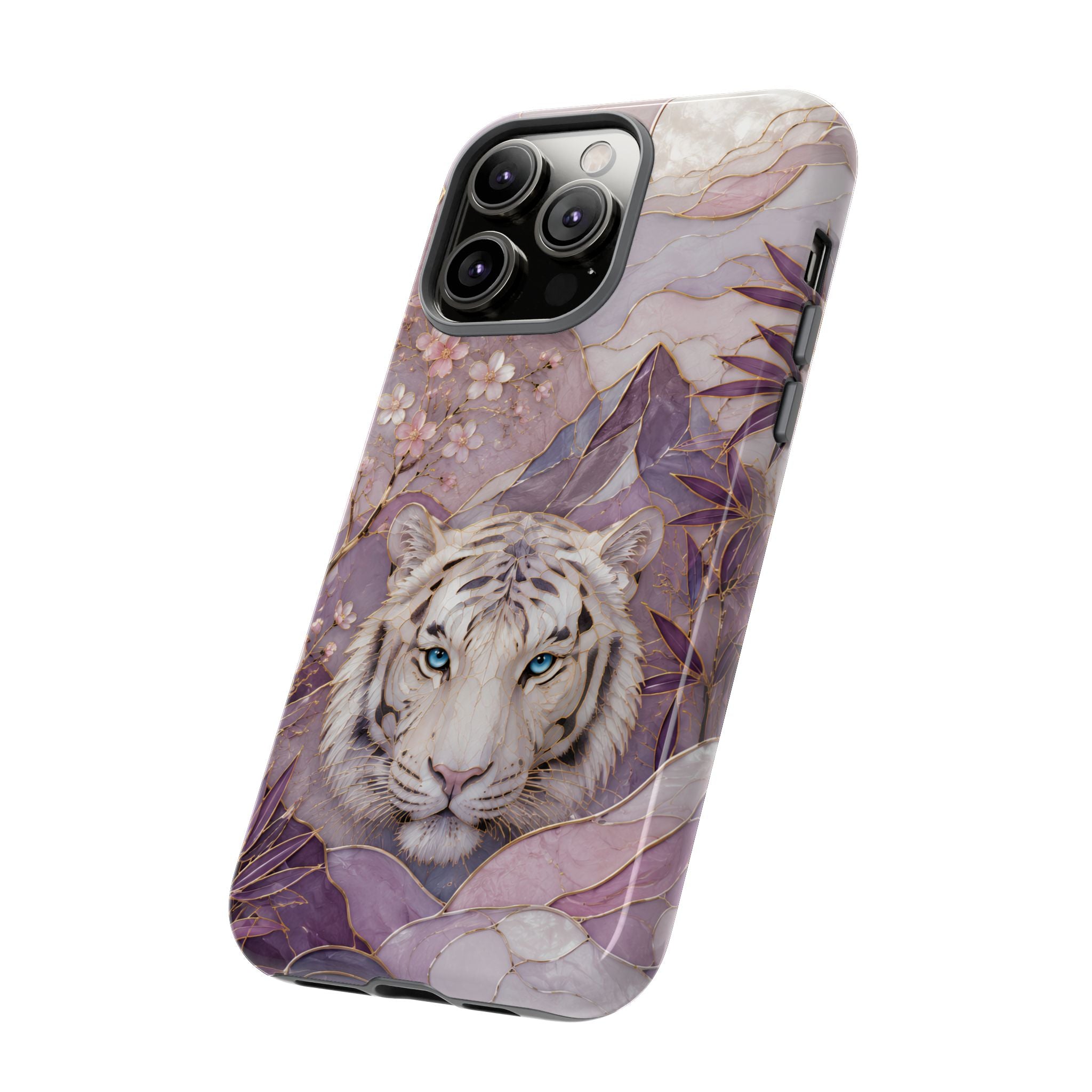 White Tiger iPhone Case | Cherry Blossom Art Cover