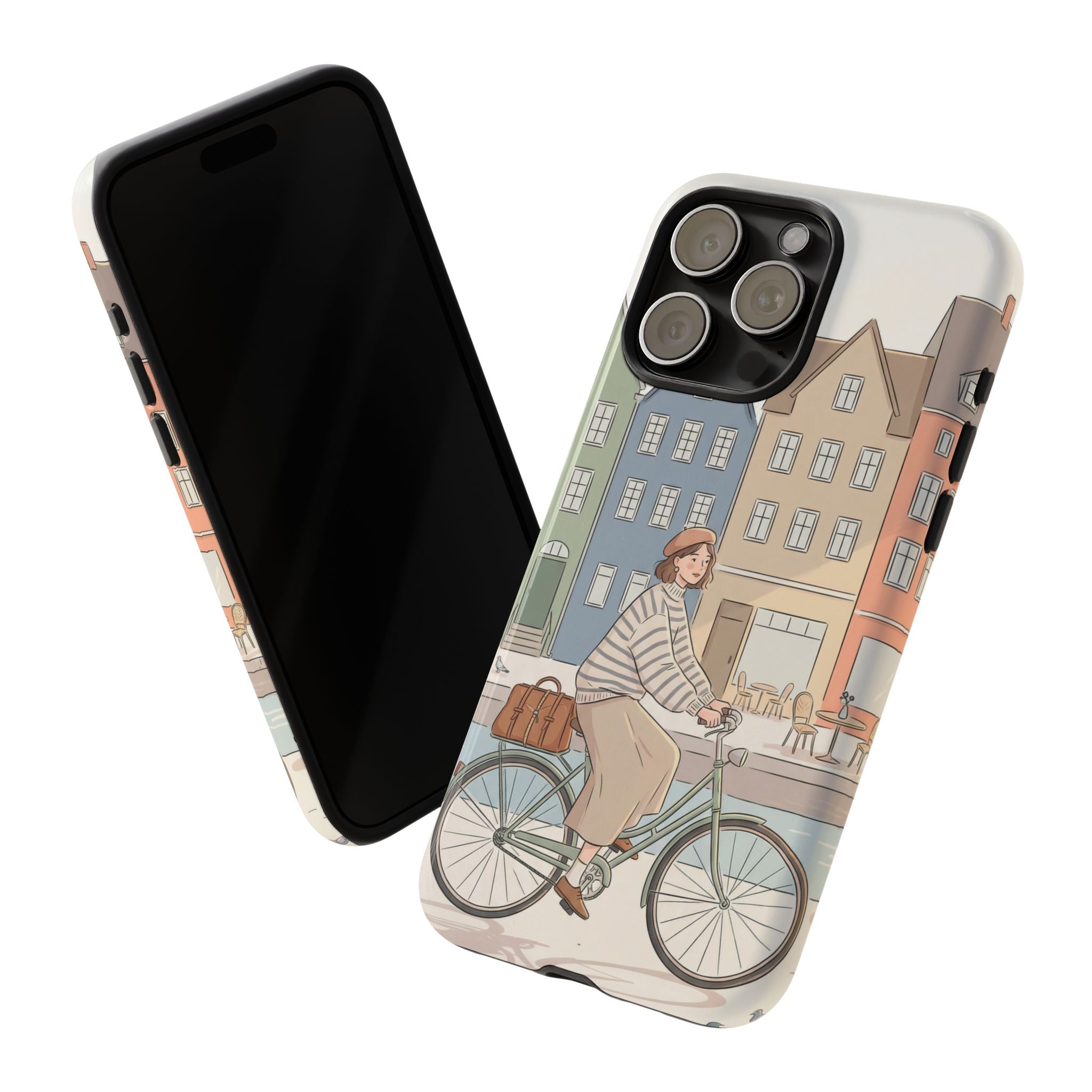City Bike iPhone Case | Cozy European Street Illustration Tough Cases
