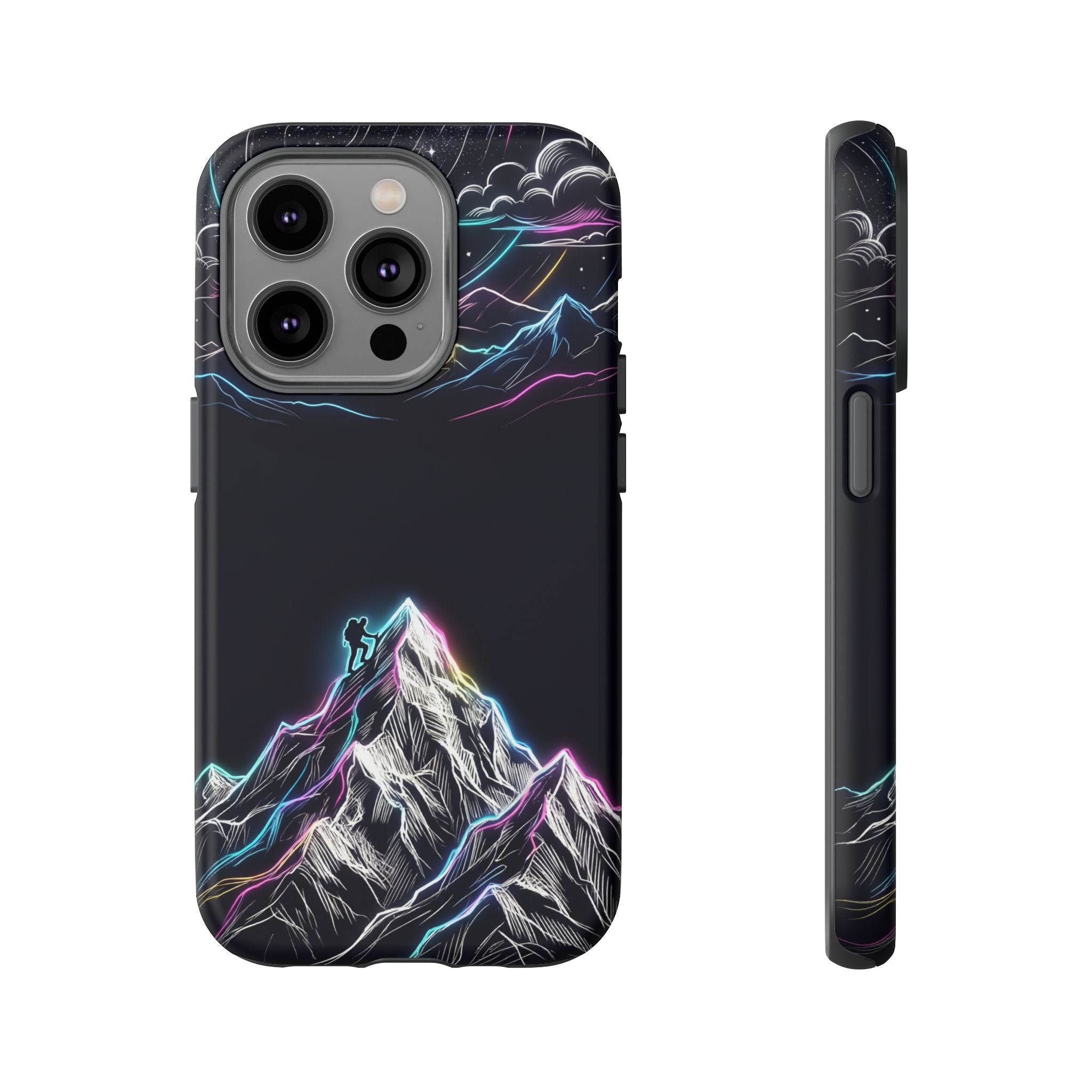 Mount Everest Neon iPhone Case | Dark Cosmic Climber Protective Cover