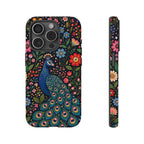 Peacock Floral Tough iPhone Case | Protective Phone Case with Colorful Garden Design