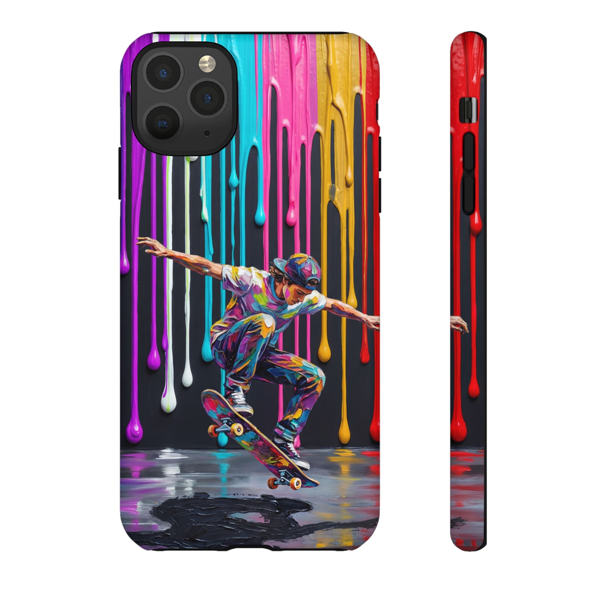 Colourful Drip Art Skateboarder Splash iPhone Case