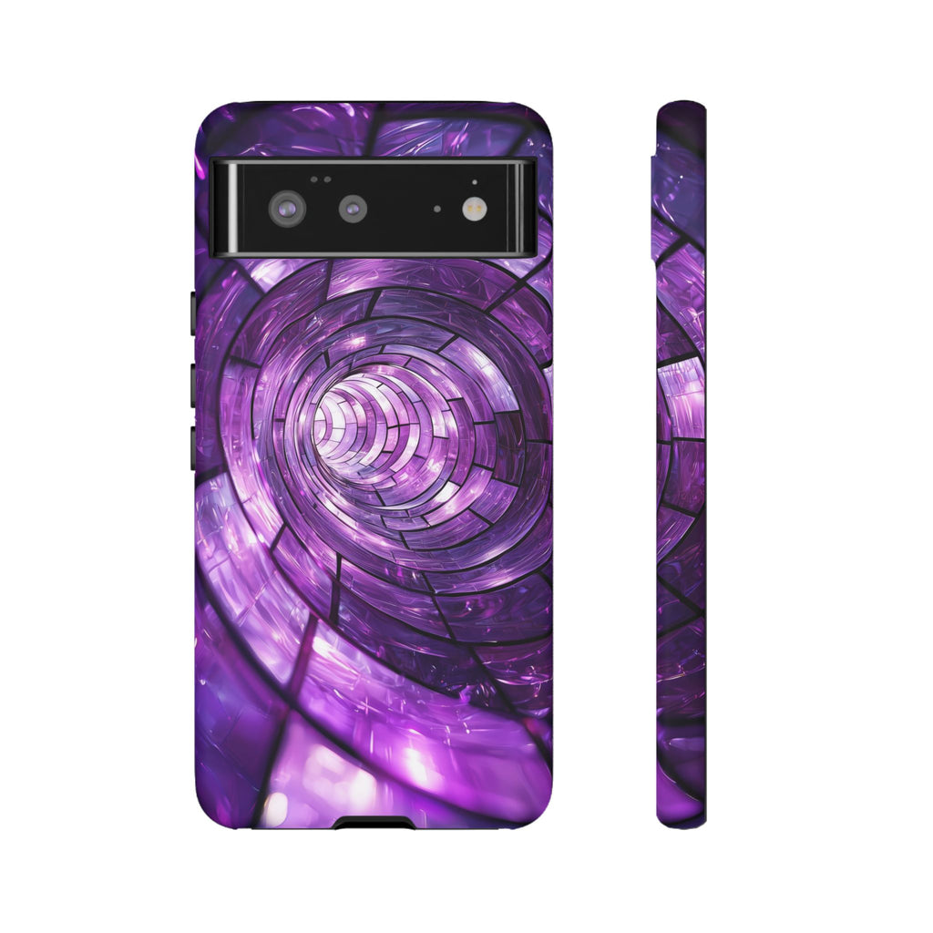 Purple Vortex Tough Google Pixel Case — Abstract Spiral Protective Cover