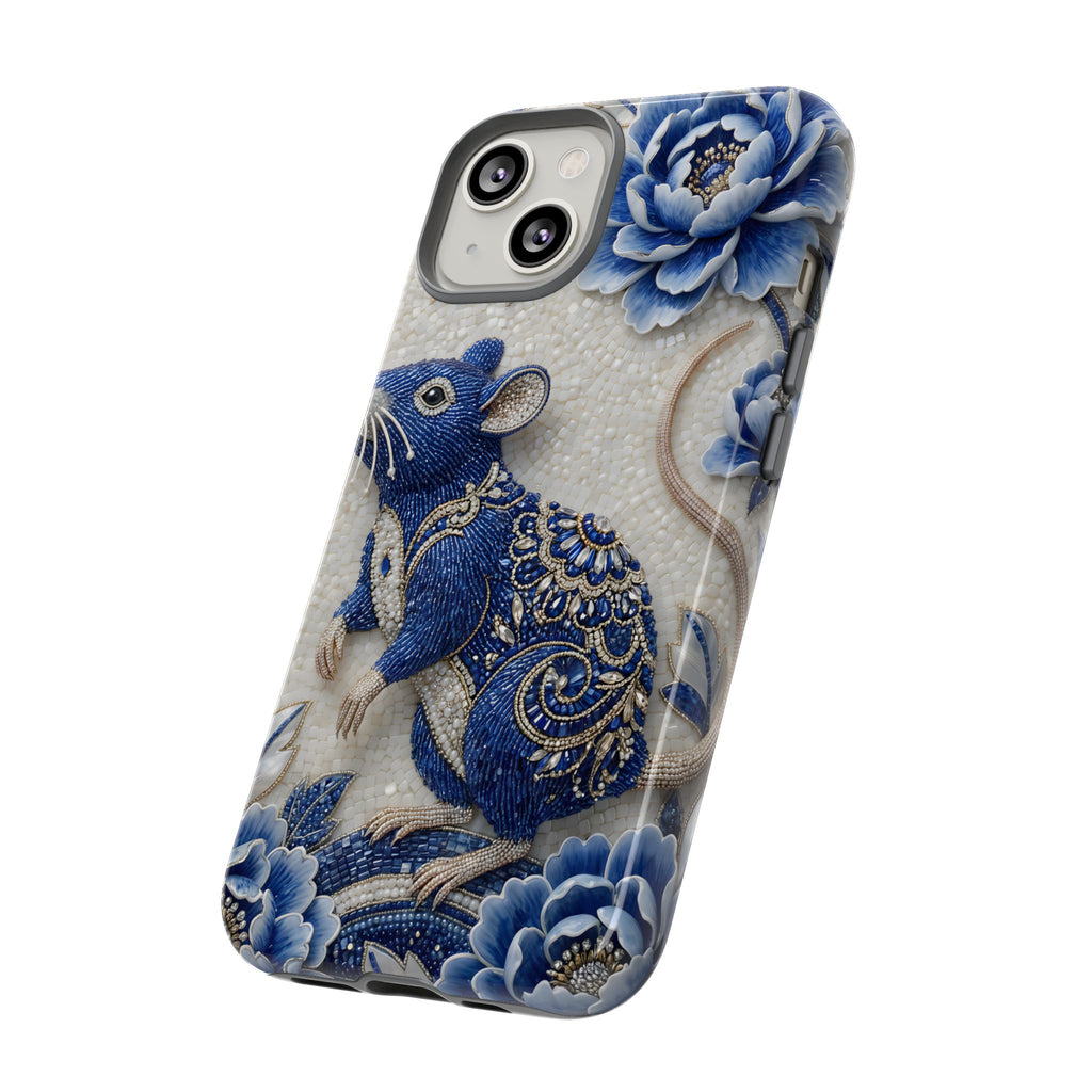 Asian Zodiac Rat iPhone Case | Blue & White Porcelain Art Slim Protective iPhone Case | Year of the Rat Gift