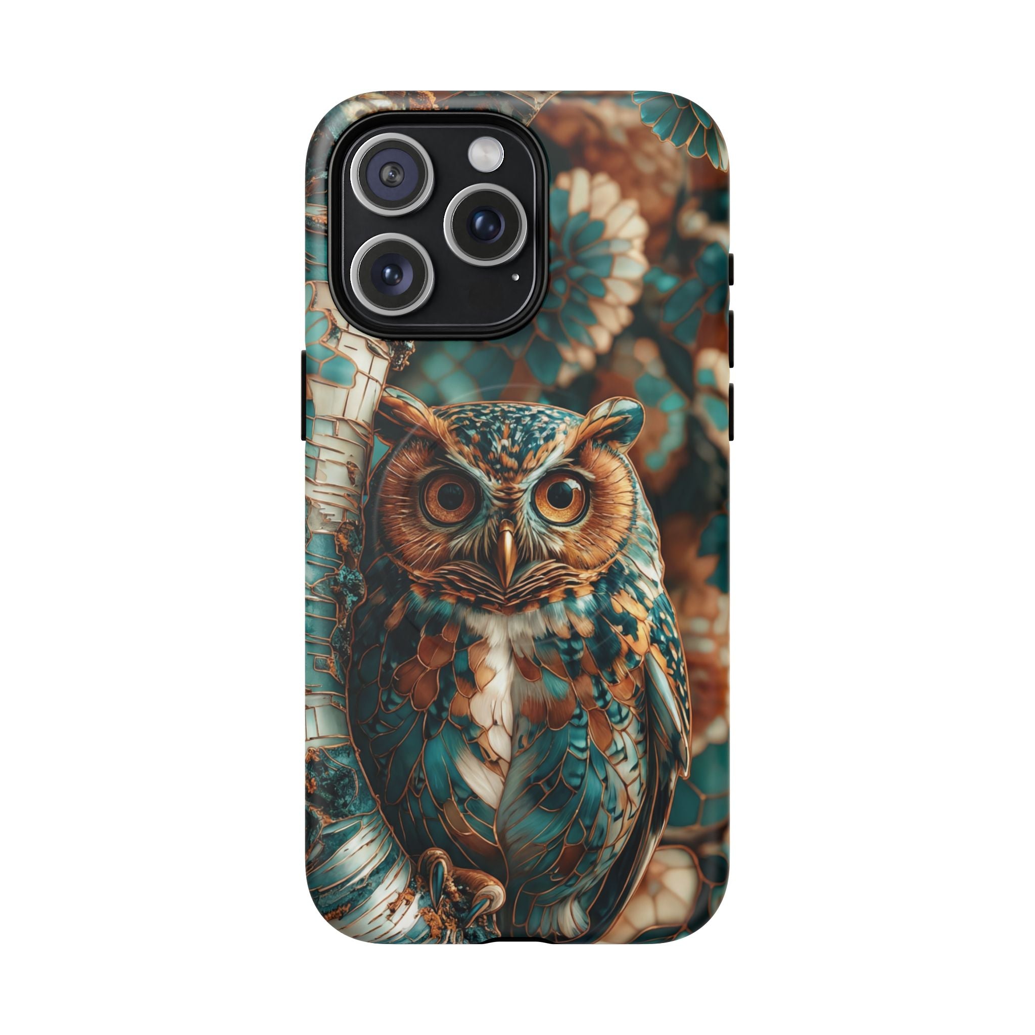 Custodia MagSafe resistente per iPhone con motivo a mosaico gufo