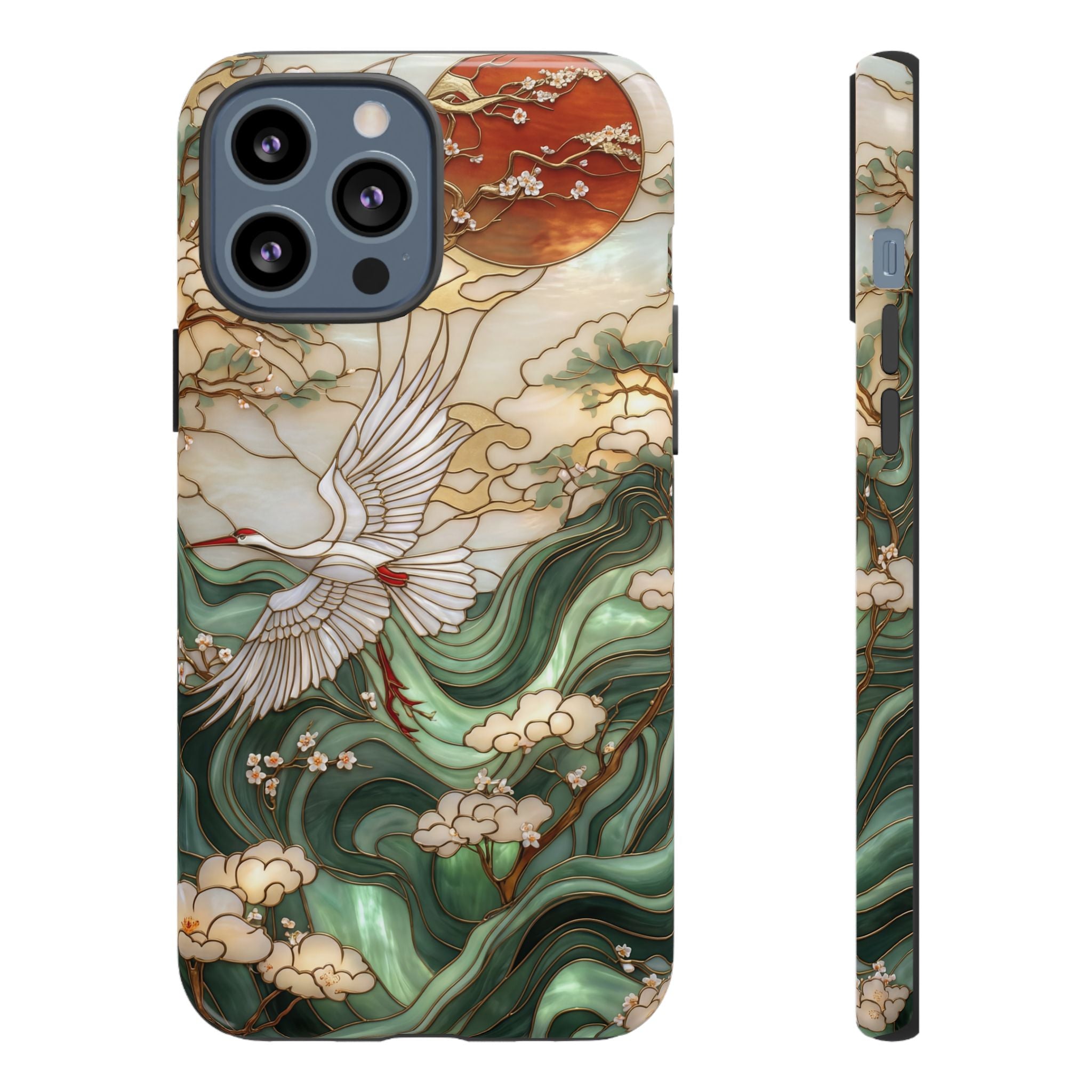 Cranes & Waves Protective iPhone Case | Japanese-Inspired Art Phone Cover