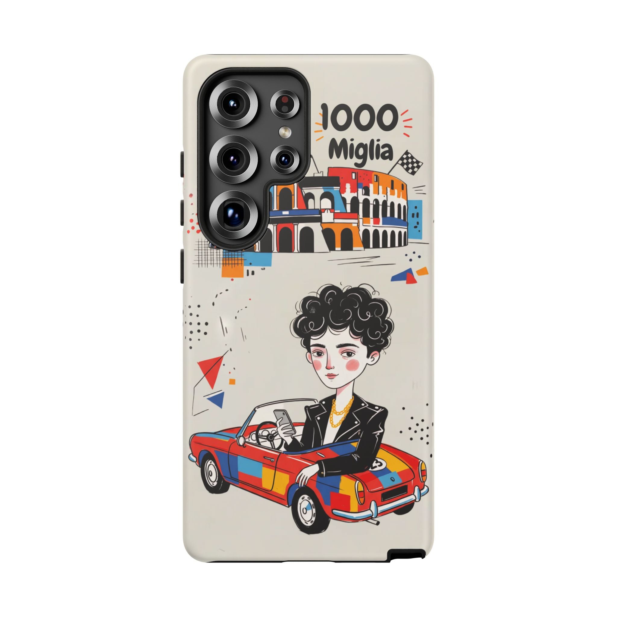 Retro Mille Miglia Car Illustration with Driver Samsung Galaxy Phone Case