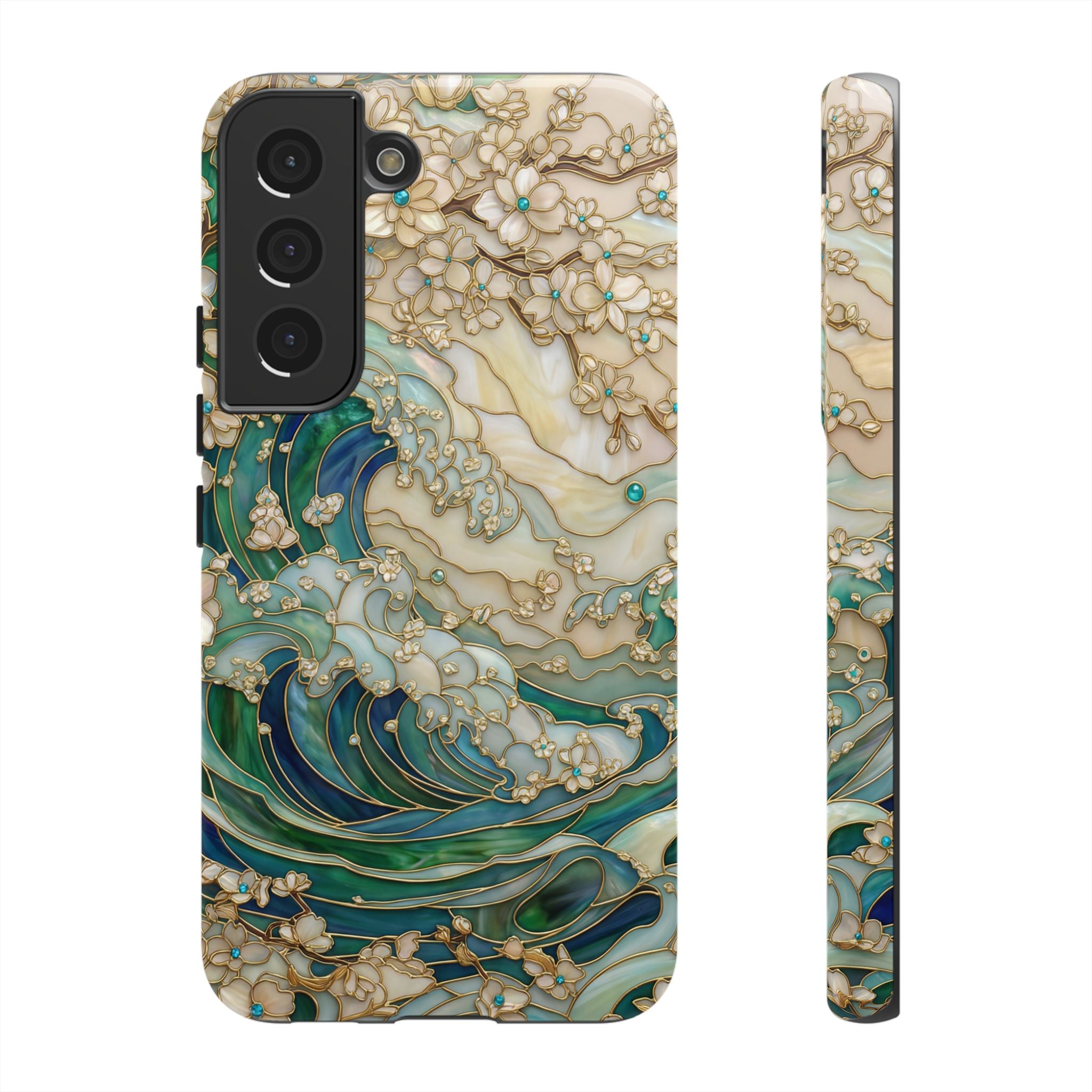 Elegant Ocean Wave Floral Art Samsung Galaxy Case
