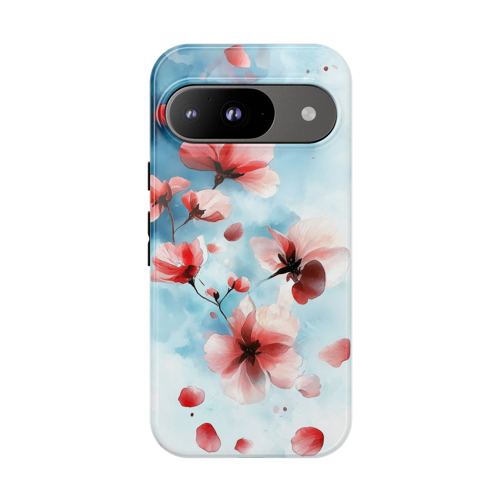 Floral Cherry Blossom Google Pixel Case | Pastel Pink Blue