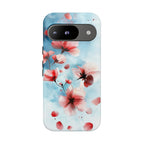 Floral Cherry Blossom Google Pixel Case | Pastel Pink Blue