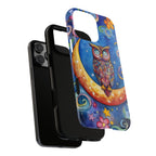 Owl on Crescent Moon iPhone Case — Colourful Whimsical Night Sky Design