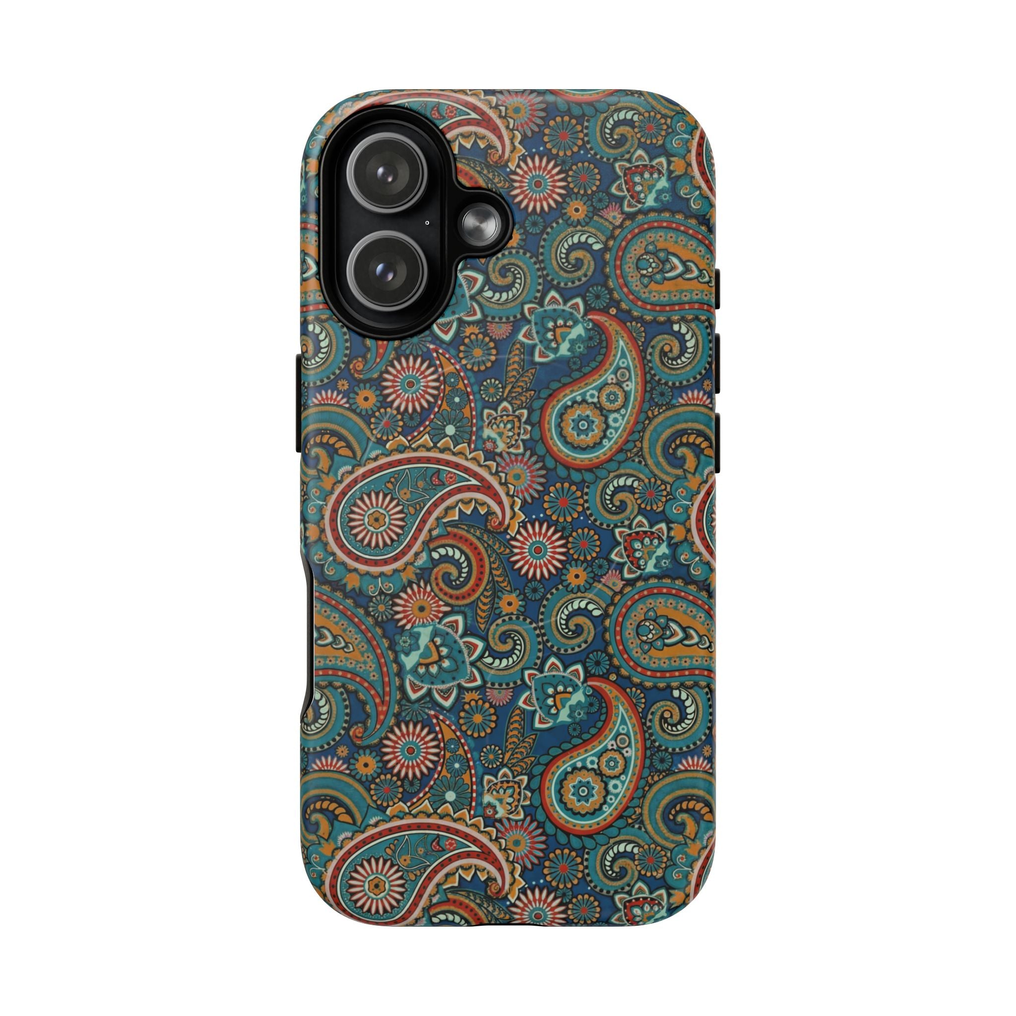 Batik Teal Paisley Tough MagSage iPhone Case