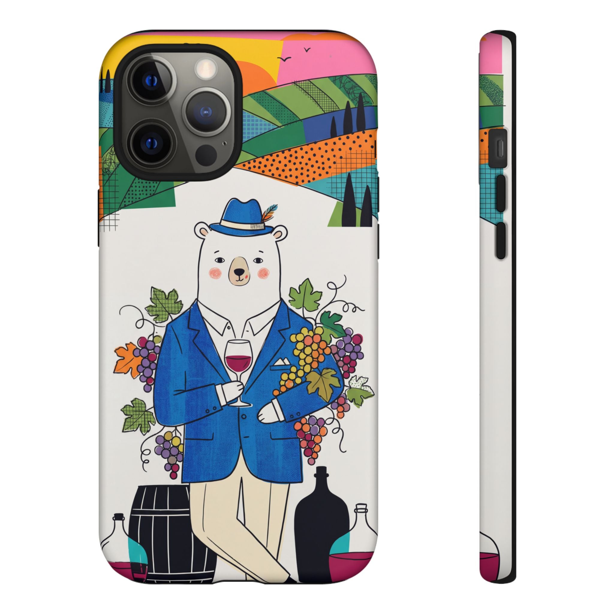 Dapper Polar Bear Wine Lover Illustrated Protective iPhone Case