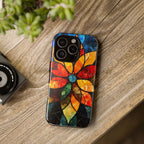Stained Glass Flower iPhone Case — Colorful Mosaic Protective Cover