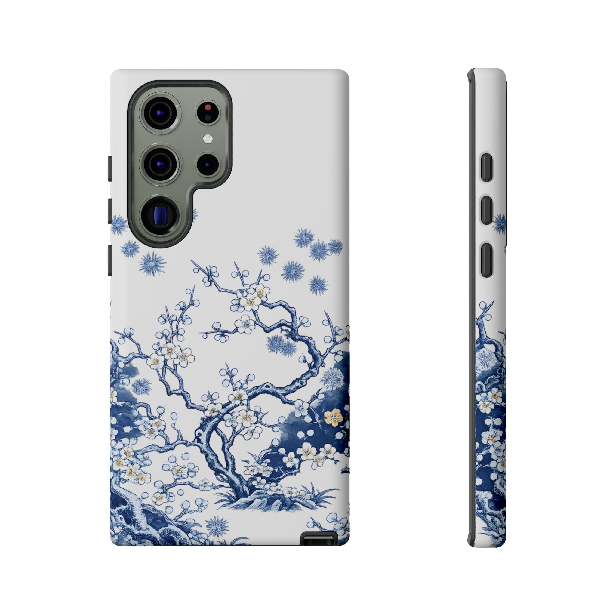 Vintage Blue White Porcelain Samsung Galaxy Phone Case | Chinoiserie Floral Tough Cover