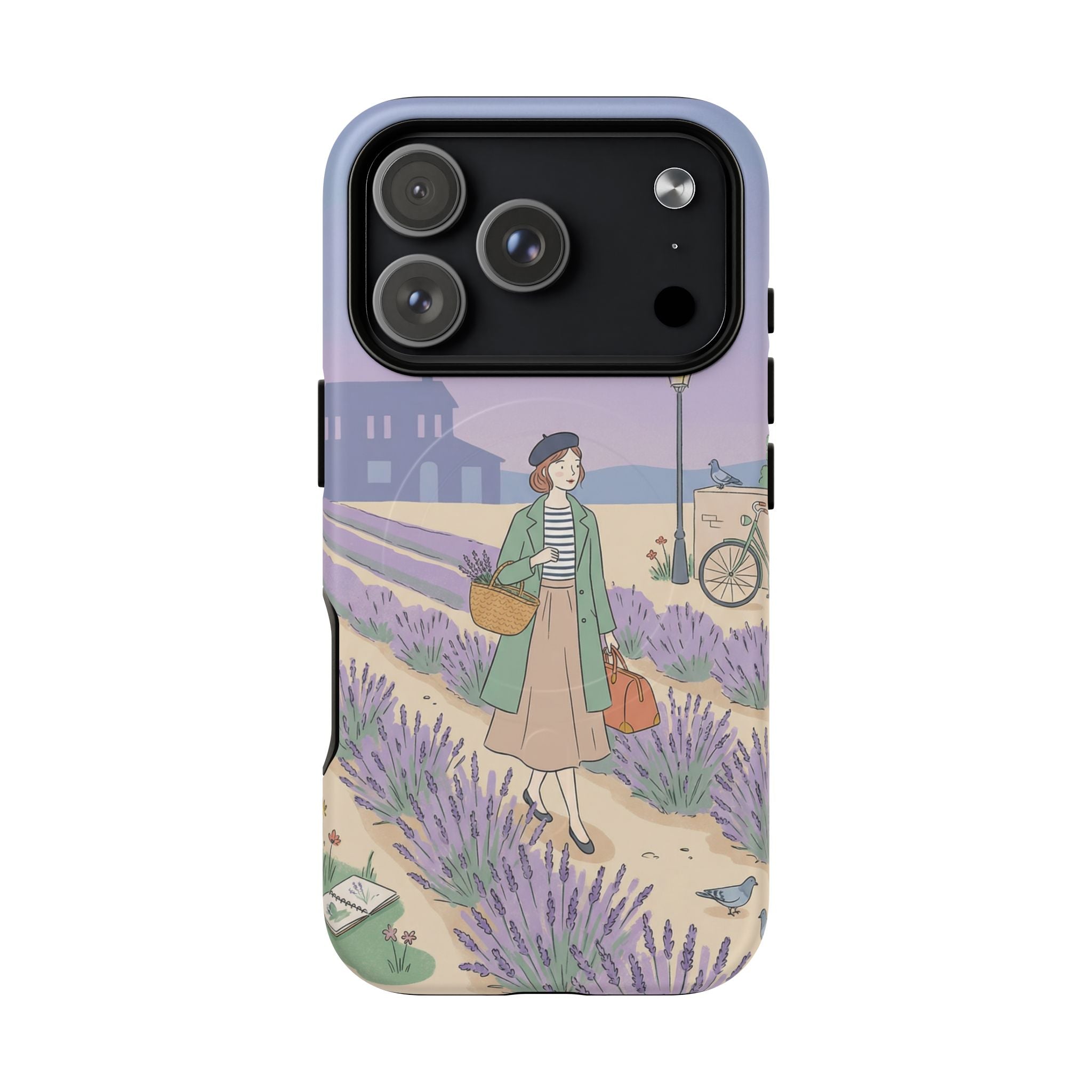 Lavender Field MagSafe iPhone Case | Vintage Travel Illustration Protective Case