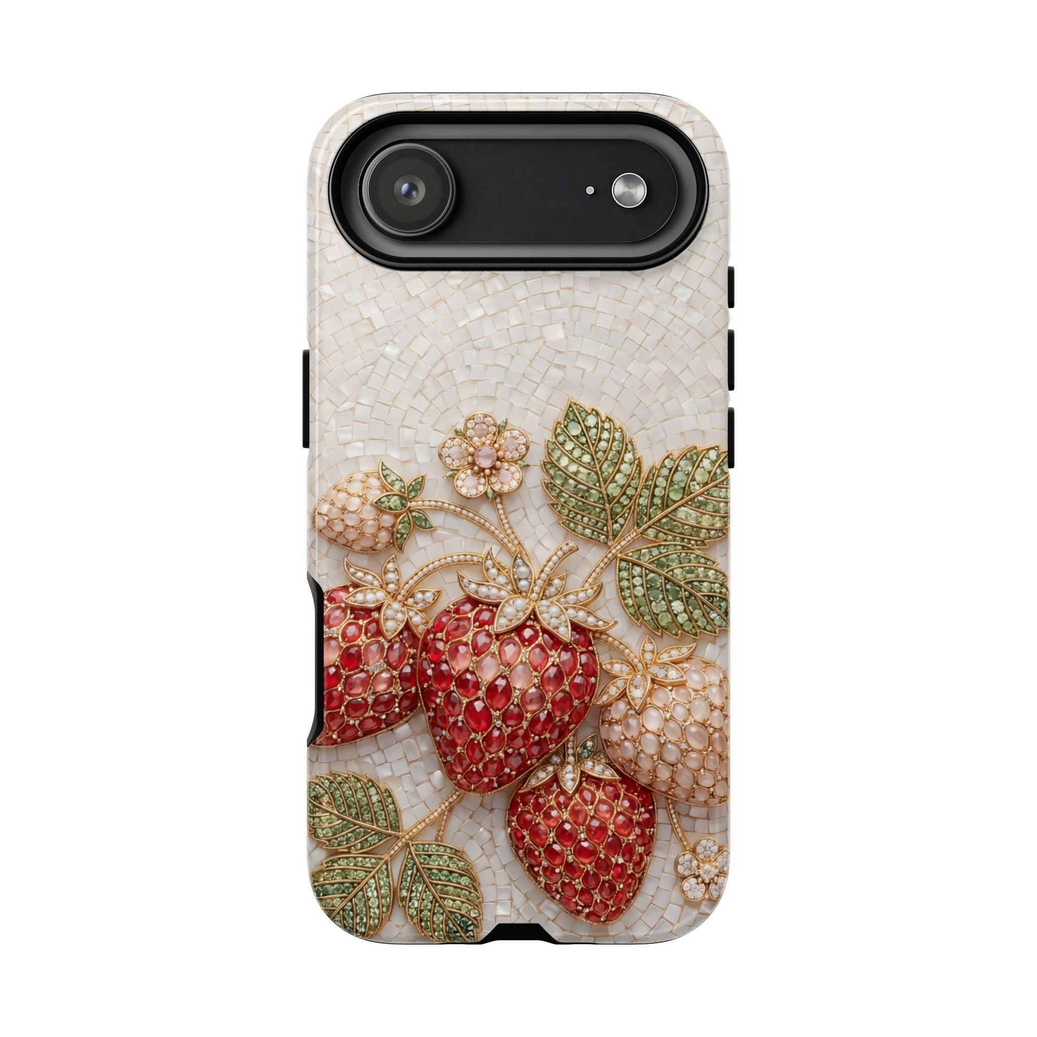 Strawberry Gem Tough iPhone Case | Vintage Beaded Fruit Design
