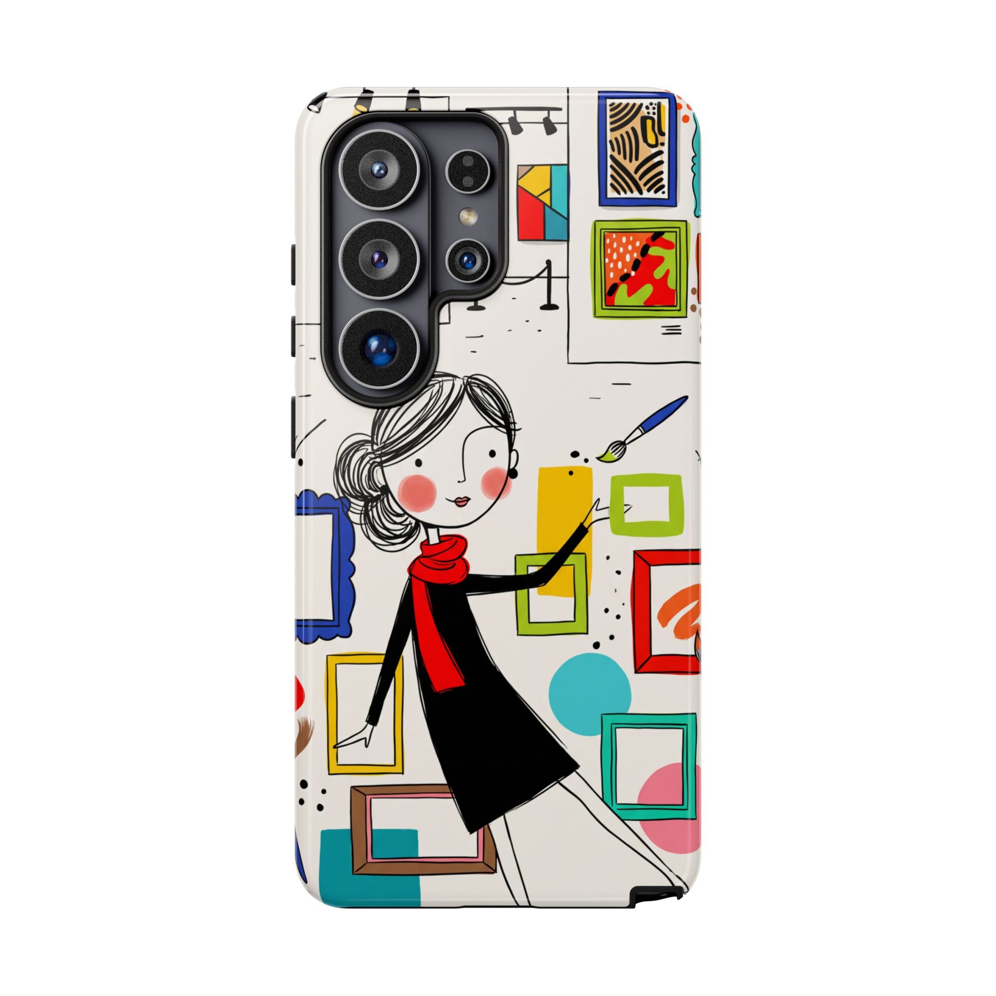 Art Gallery Illustration Samsung Galaxy Phone Case | Cute Woman with Frames Design