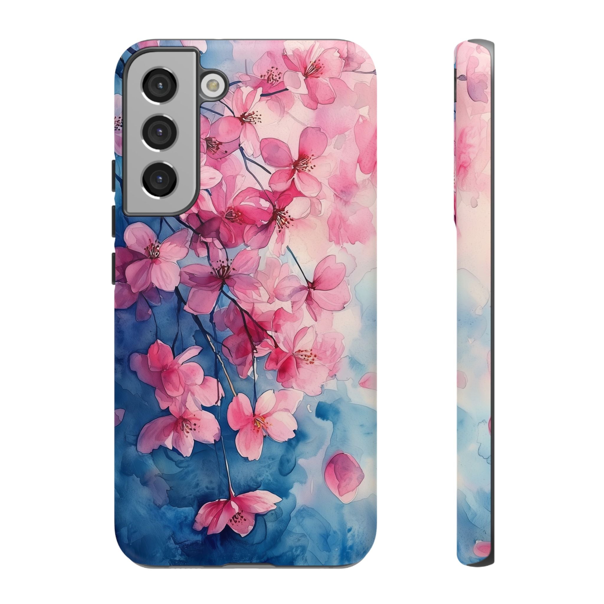 Floral Cherry Blossom Samsung Galaxy Case | Pink Blue Watercolour