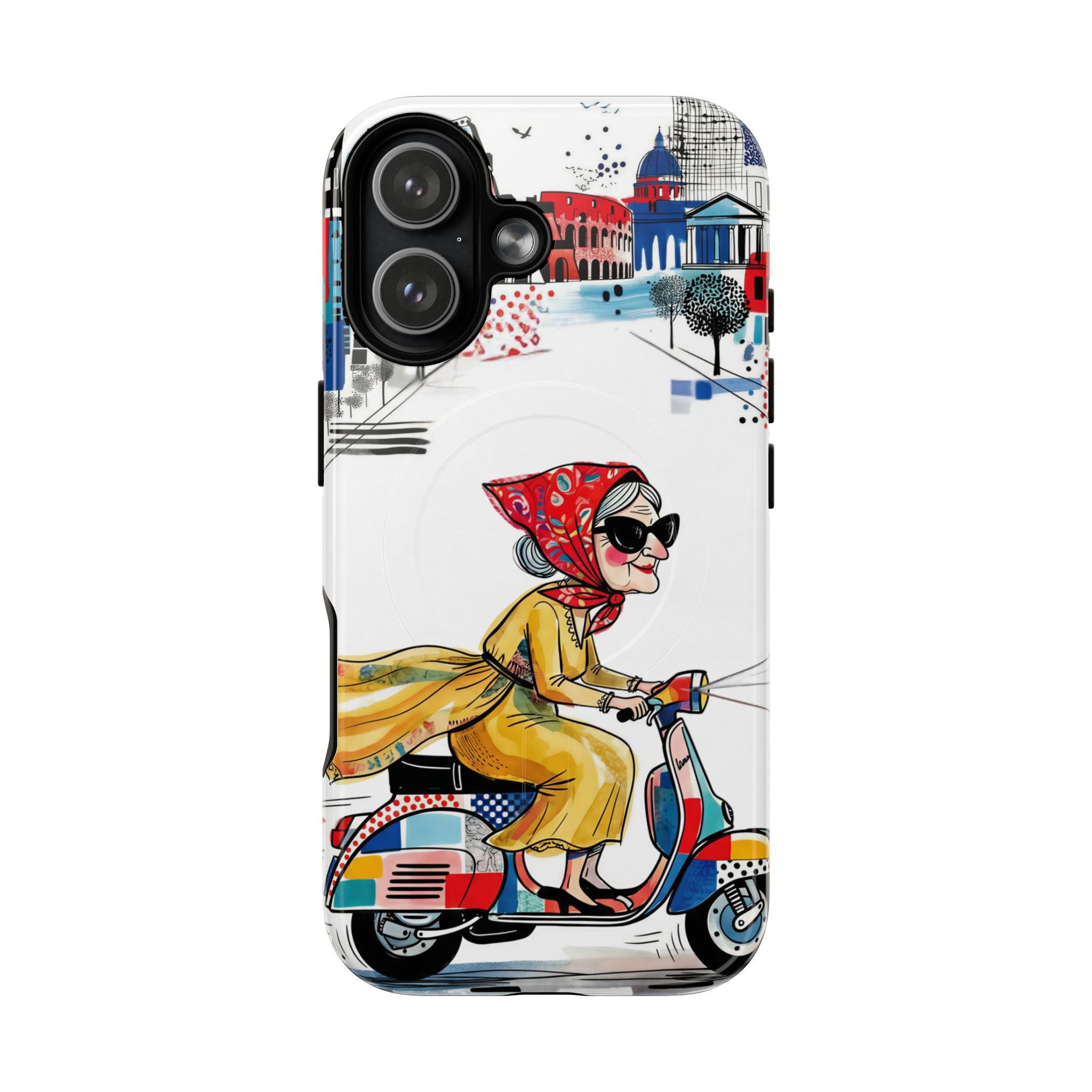 Vintage Vespa Granny MagSafe iPhone Case | Retro Scooter Travel iPhone Cover