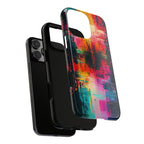 Abstract Neon Glitch Art Tough iPhone Case