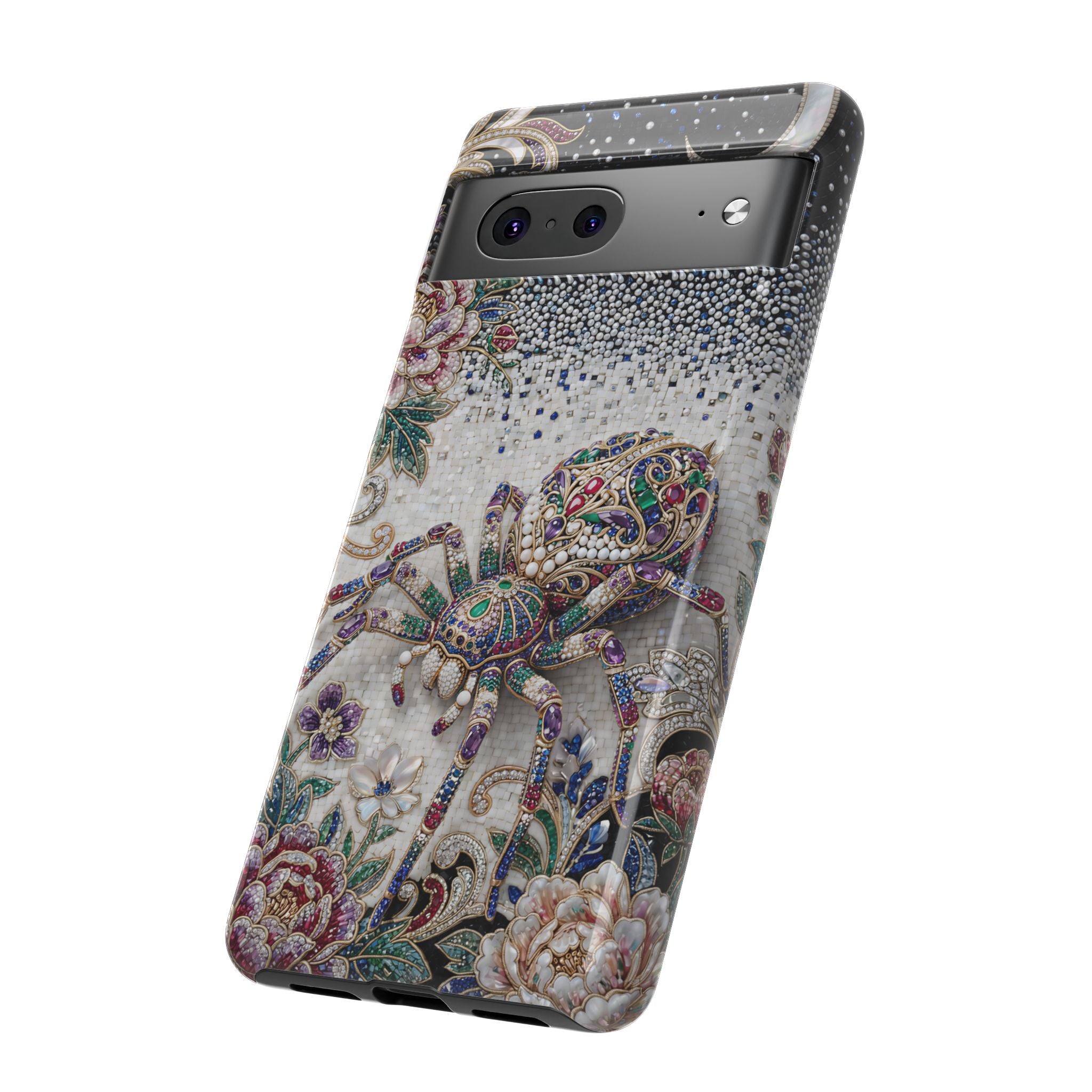Gemstone Spider Moon Google Pixel Phone Case | Boho Floral Protective Tough Case