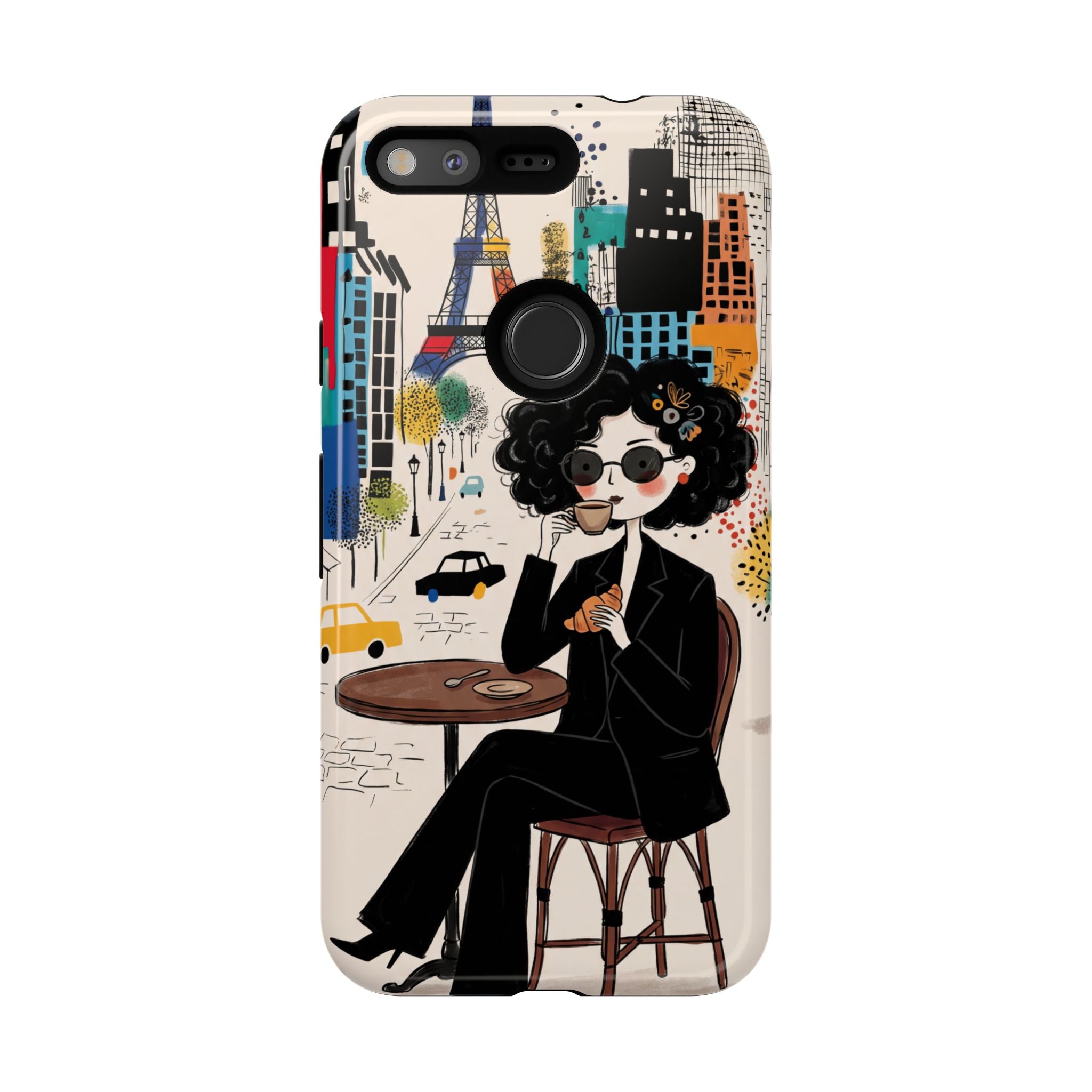Paris Cafe Chic Google Pixel Phone Case | Stylish Woman Illustration iPhone Cover
