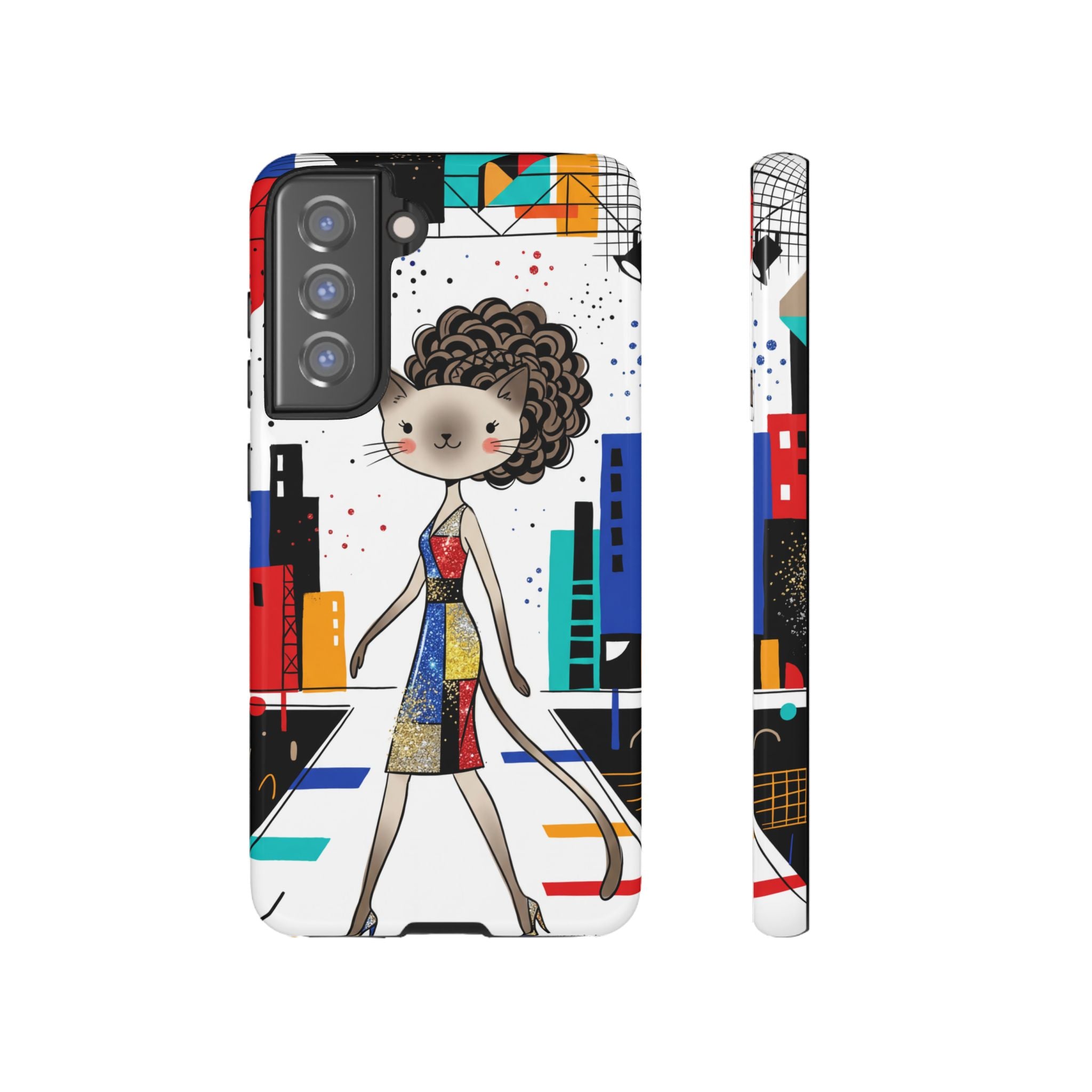 Catwalk City Samsung Galaxy Phone Case | Cute Fashion Cat