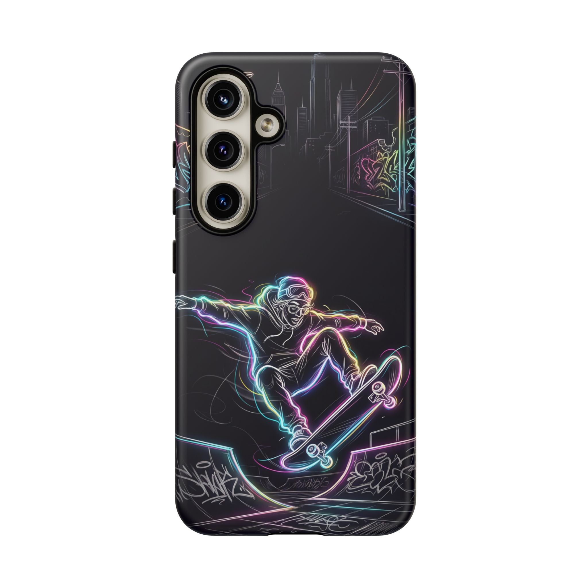 Neon Skateboard Samsung Galaxy Phone Case | Glow Skatepark Protective Cover
