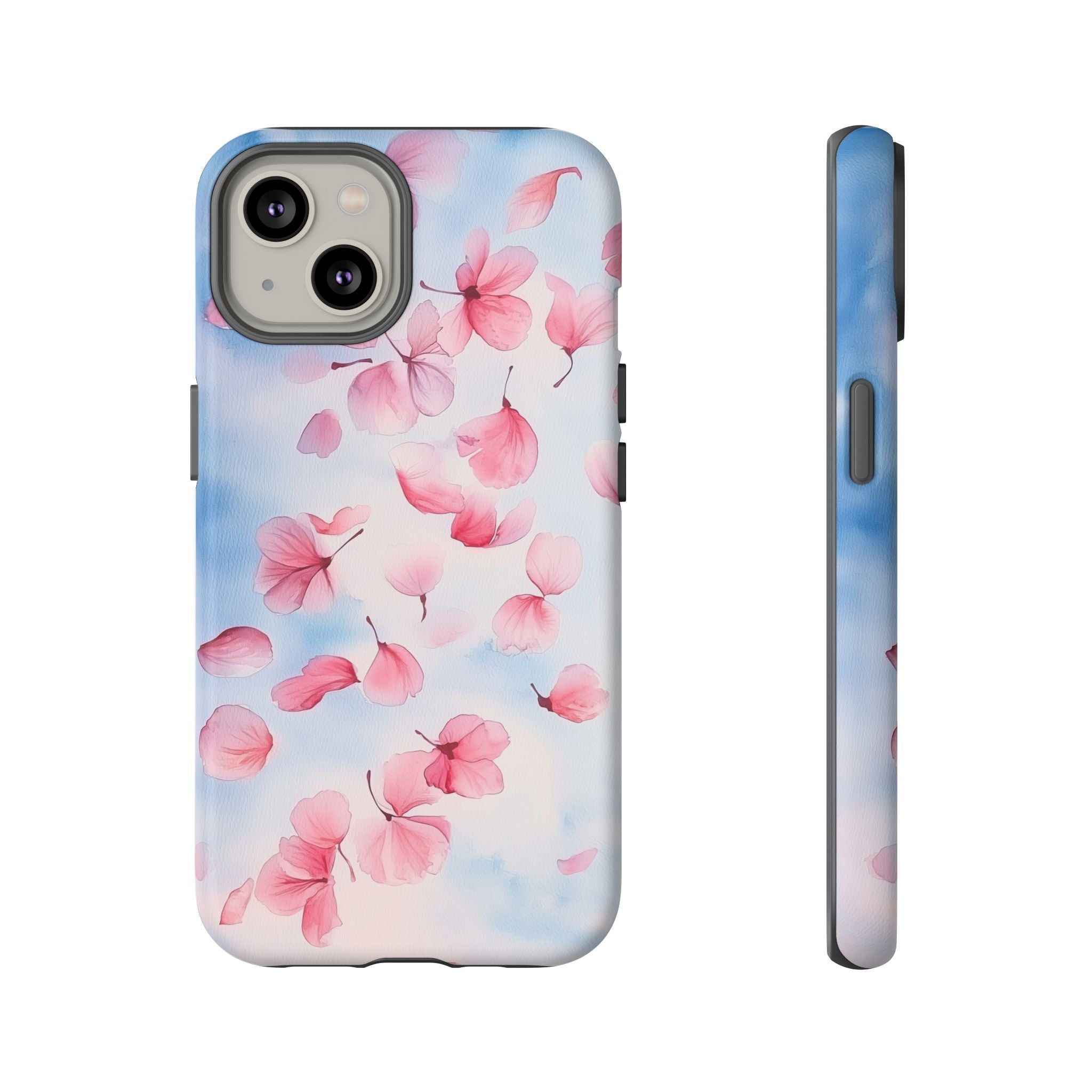 Floral Petal Tough iPhone Case | Pink Falling Blossoms