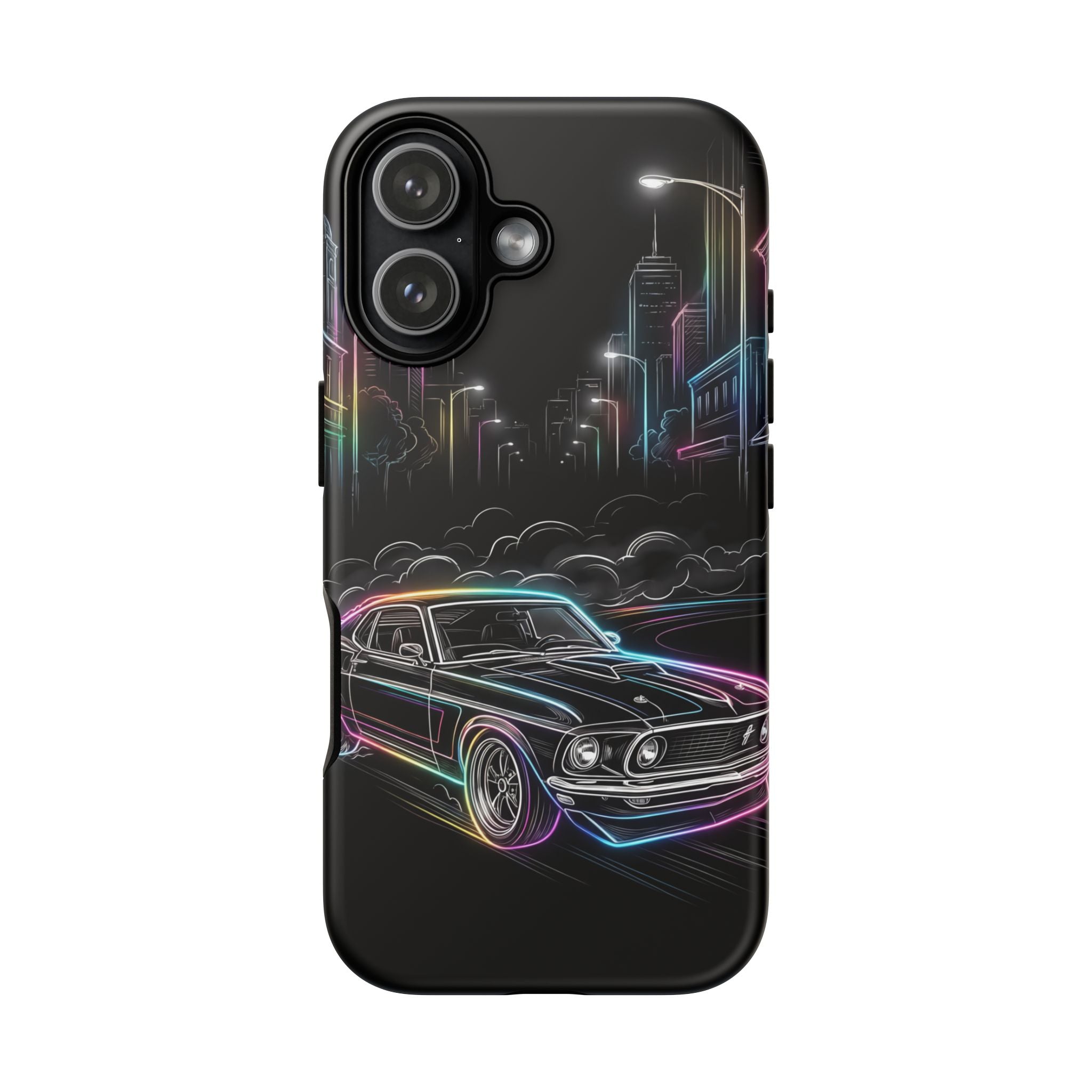 Neon Muscle Car iPhone Case | Retro City Nightscape