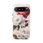 Custodia per Google Pixel con motivo floreale Peonie | Fiore vintage rosa e bianco